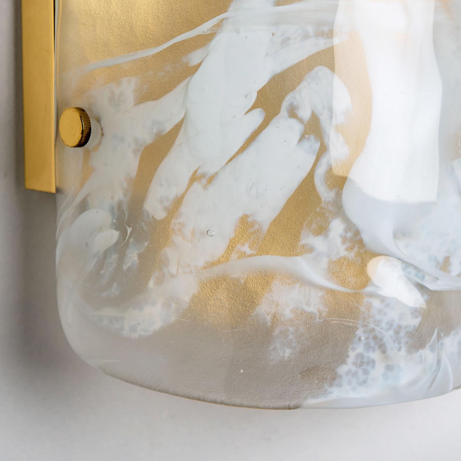 German Hillebrand Marble Murano Glass Wall Light Fixtures, 1960s For Sale