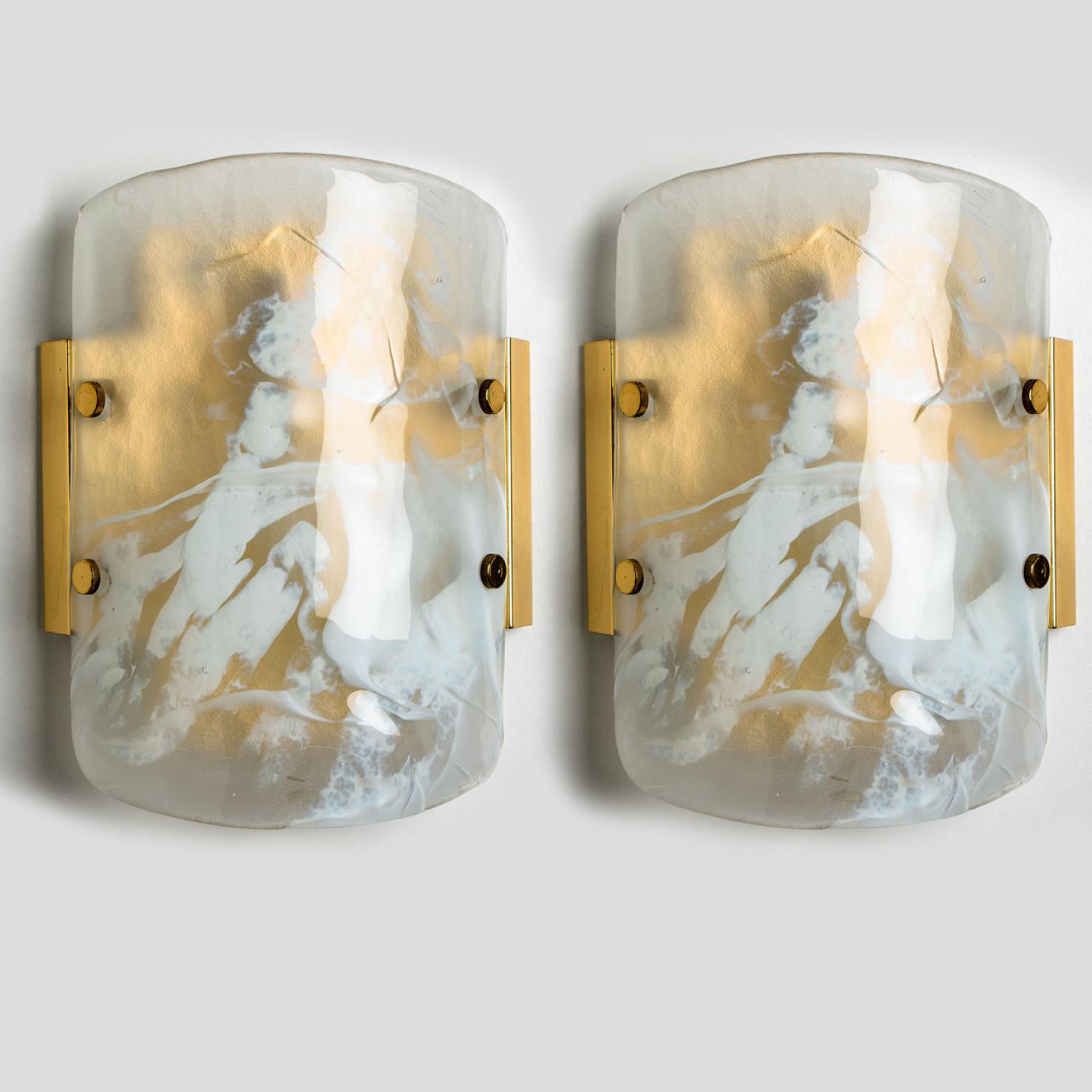 Other Hillebrand Marble Murano Glass Wall Light Fixtures, 1960s For Sale