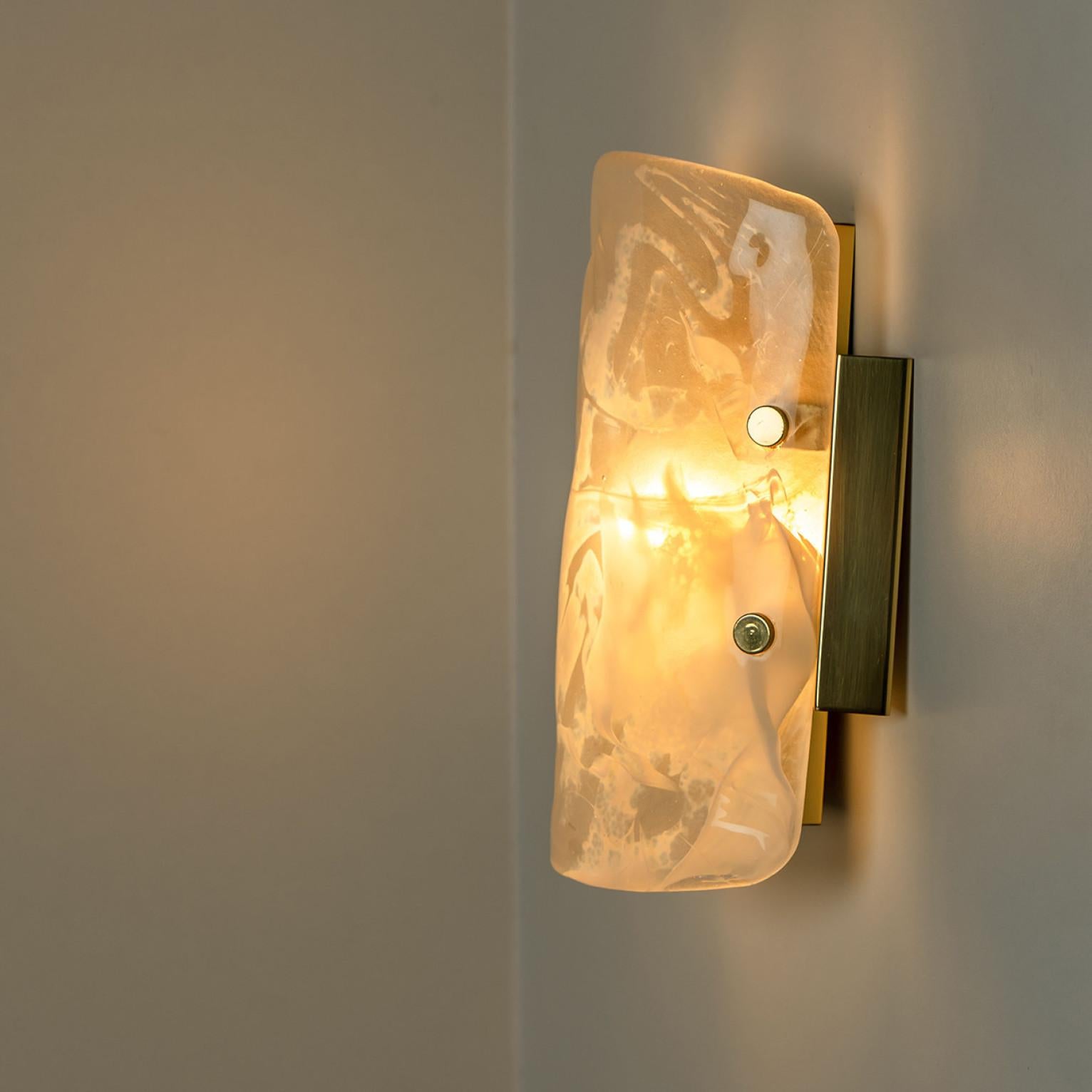 Hillebrand Marble Murano Glass Wall Light Fixtures, 1960s In Good Condition For Sale In Rijssen, NL