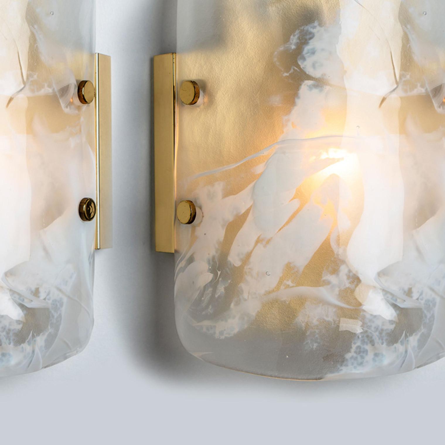 Hillebrand Marble Murano Glass Wall Light Fixtures, 1960s For Sale 1