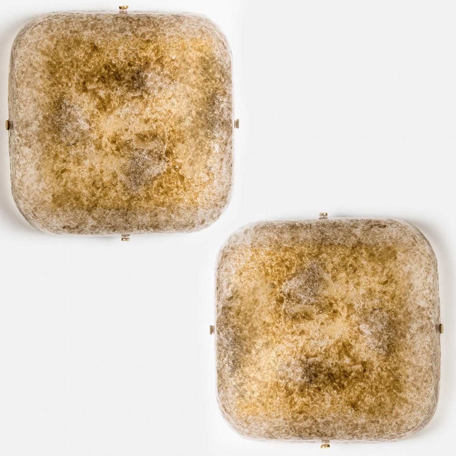 Mid-Century Modern Hillebrand Massive Murano Square Wall Lights, 1960 en vente