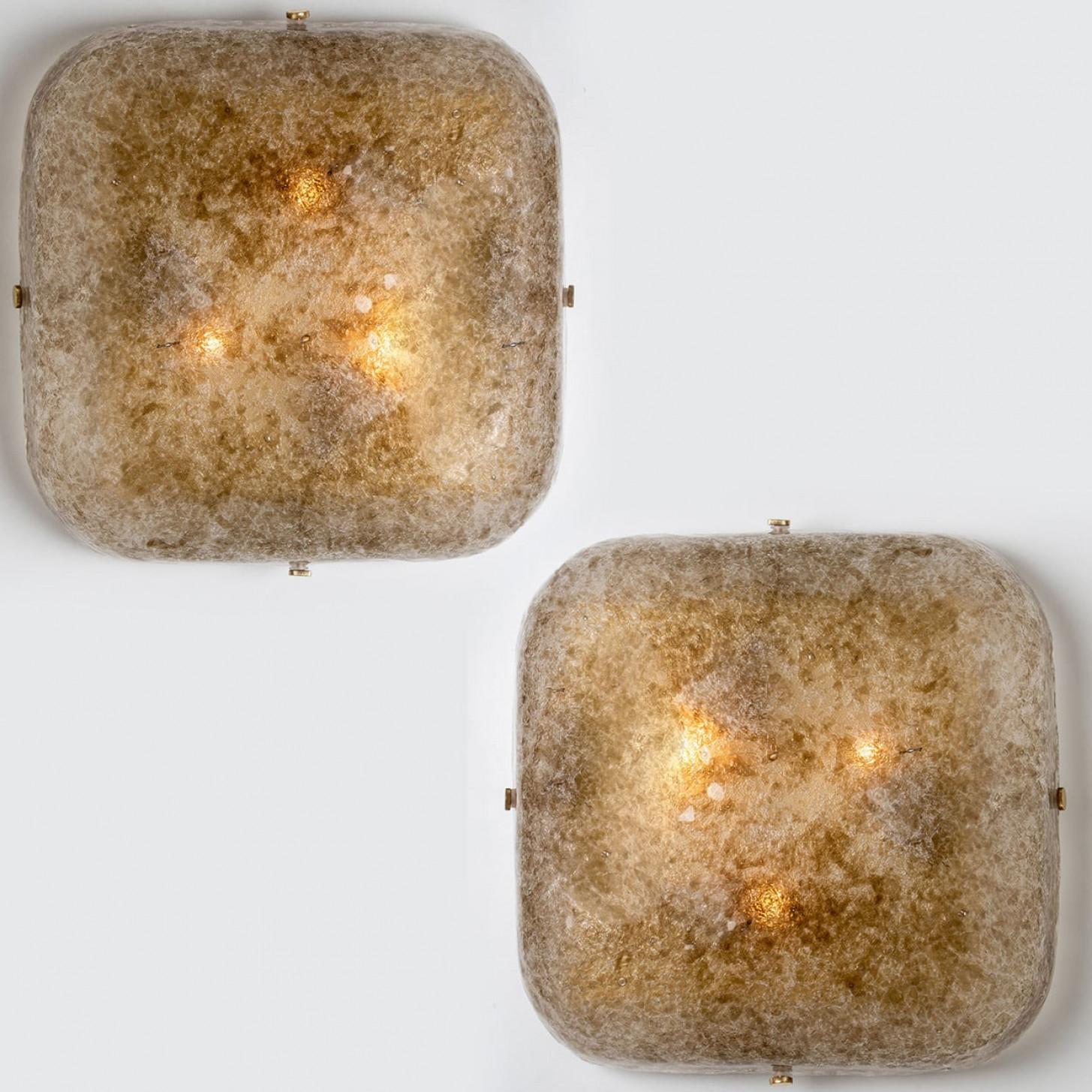 Hillebrand Massive Murano Square Wall Lights, 1960 Bon état - En vente à Rijssen, NL