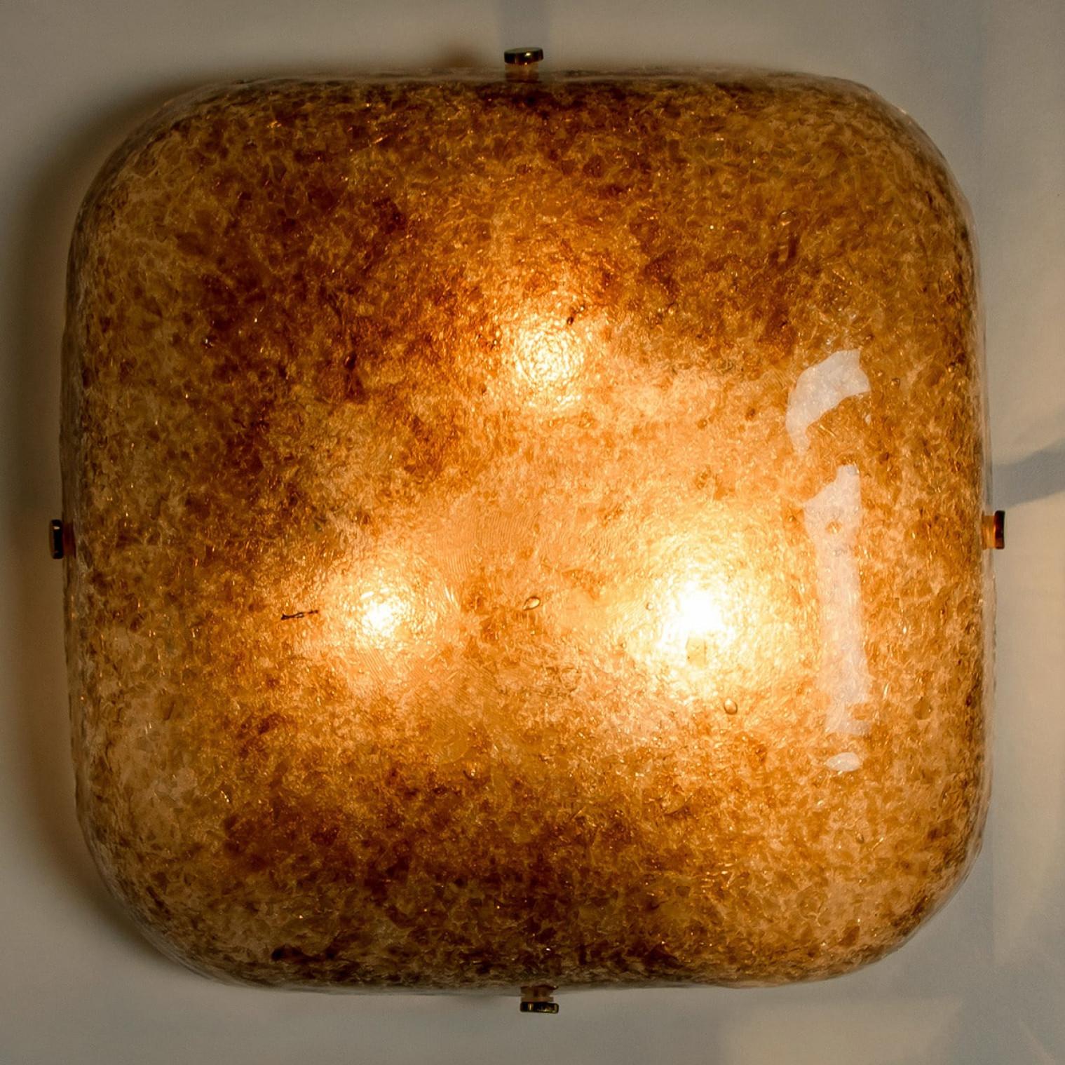 Laiton Hillebrand Massive Murano Square Wall Lights, 1960 en vente