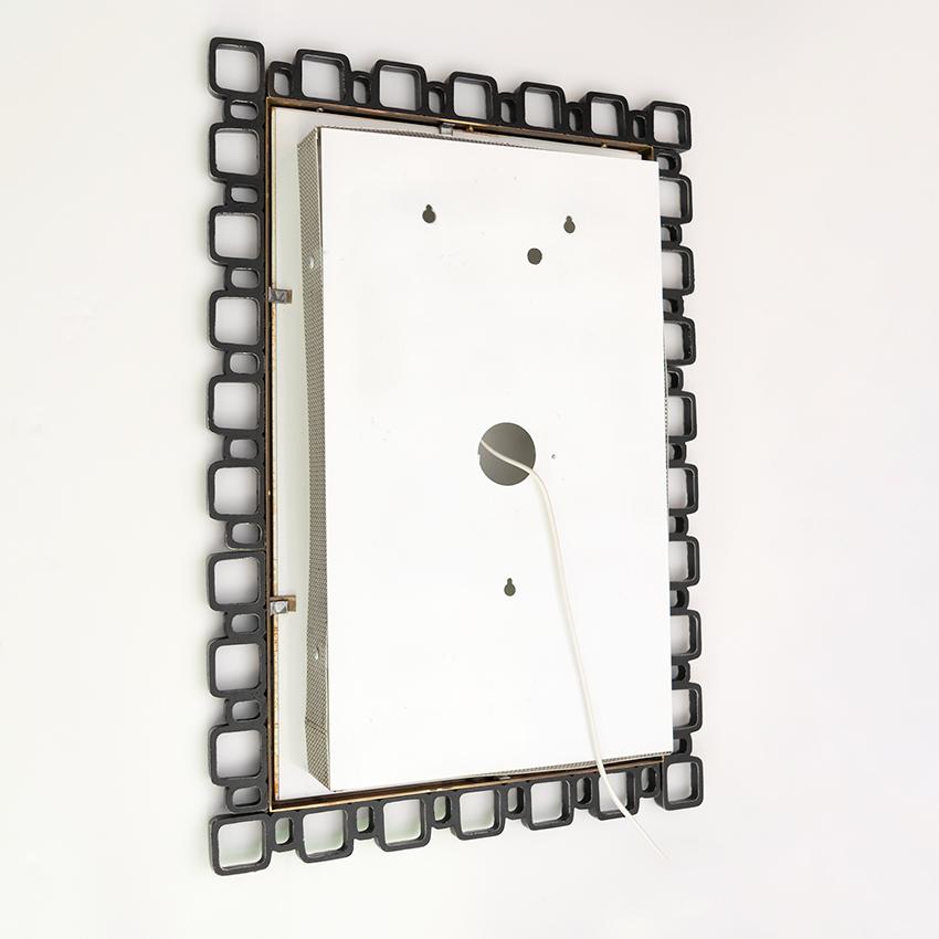 Hillebrand Mid-Century Modern Wall Mirror Back Lit Brutalist Messing Aluminium im Angebot 2