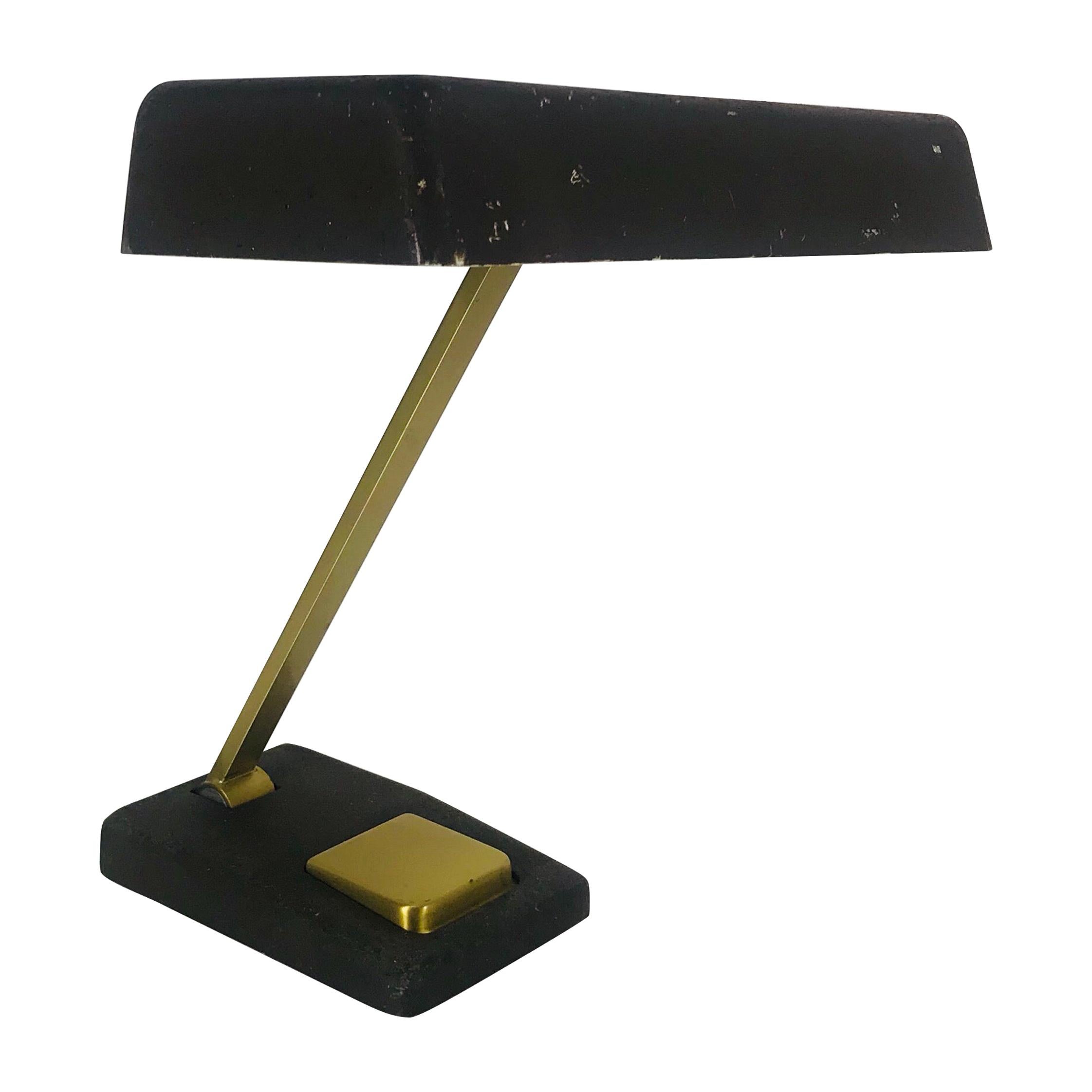 Hillebrand Midcentury Brass and Metal Table Lamp, 1960s, Germany