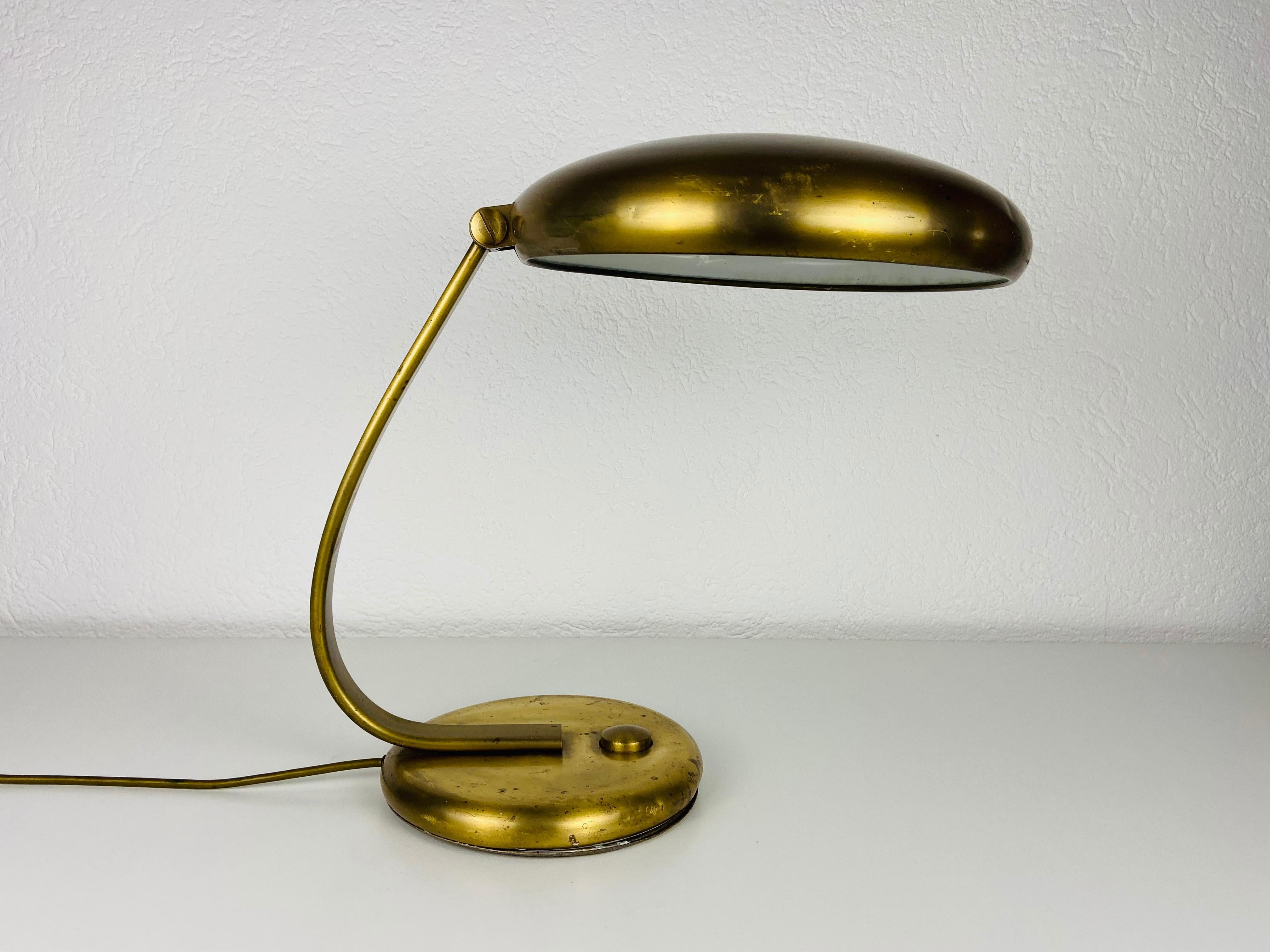 Mid-20th Century Hillebrand Midcentury Full Brass Table Lamp, 1960s, Germany