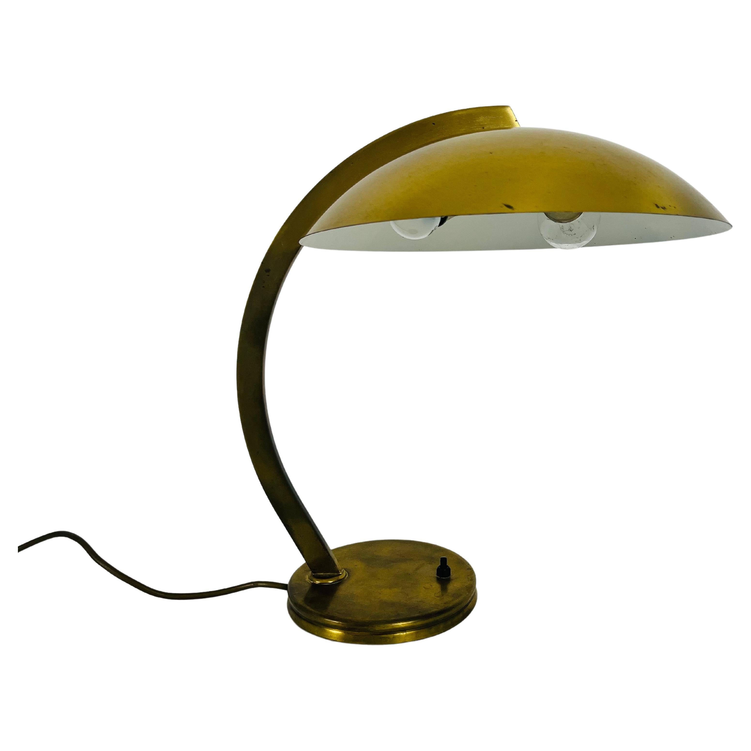 Hillebrand Midcentury Full Brass Table Lamp, 1960s, Germany