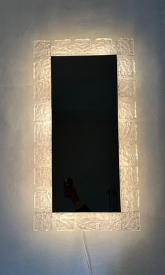 Hillebrand vintage Lucite wall mirror with backlight , 1970’s , Germany