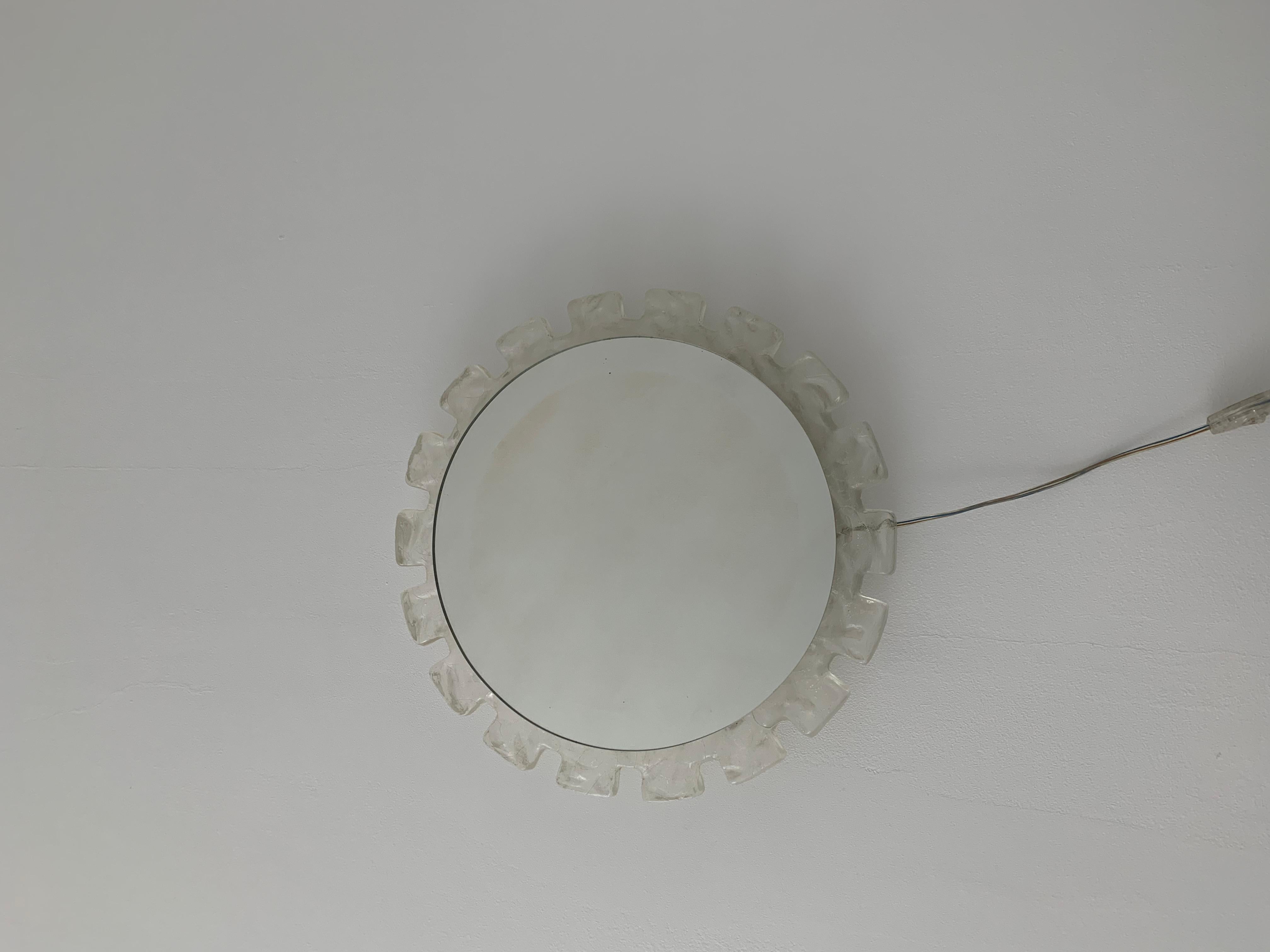 Late 20th Century Hillebrand Vintage Lucite Wall Mirror with Backlight, 1970’s, Germany For Sale