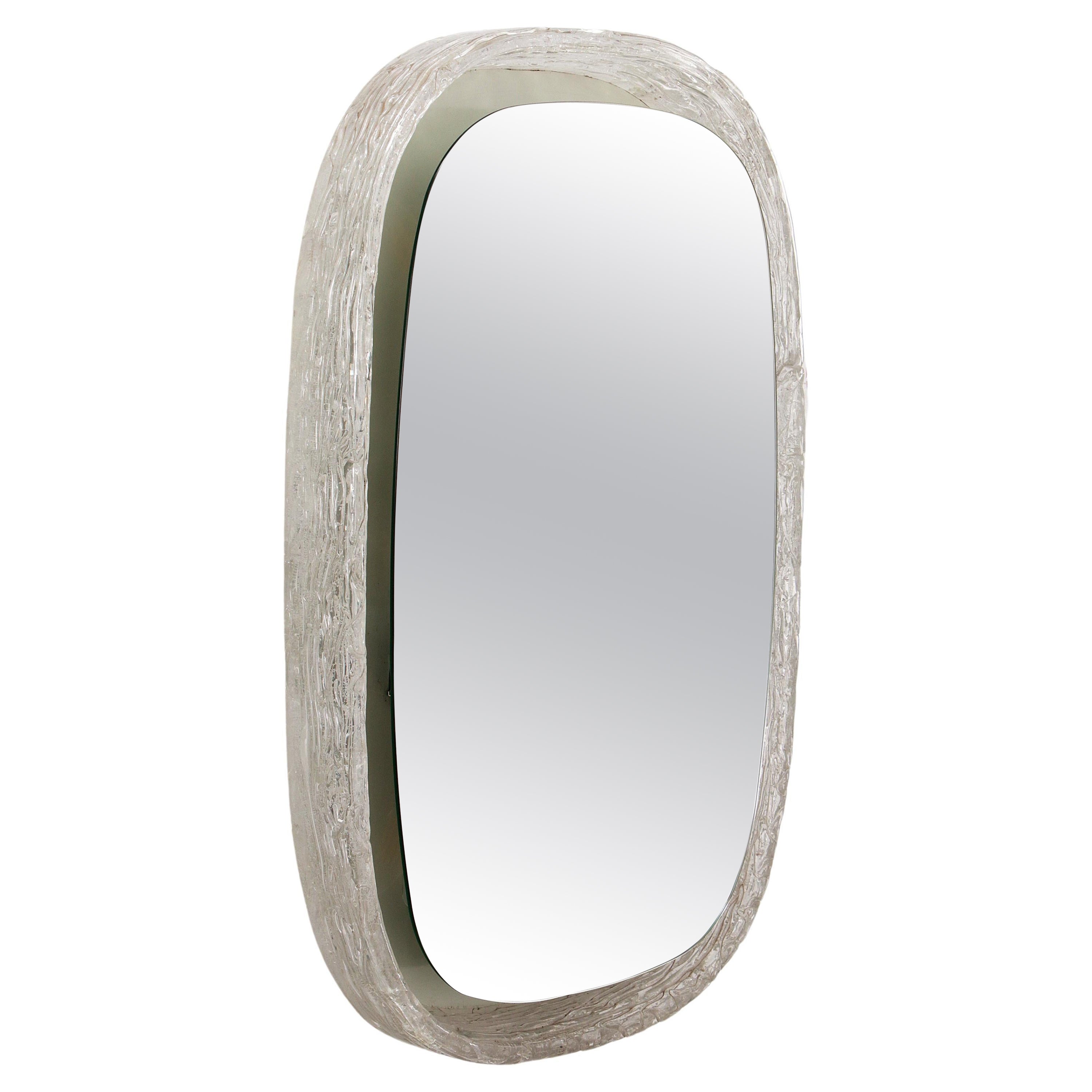 Hillebrand Vintage Espejo de Pared Ovalado Iluminado Plexiglás Años 60 Alemania
