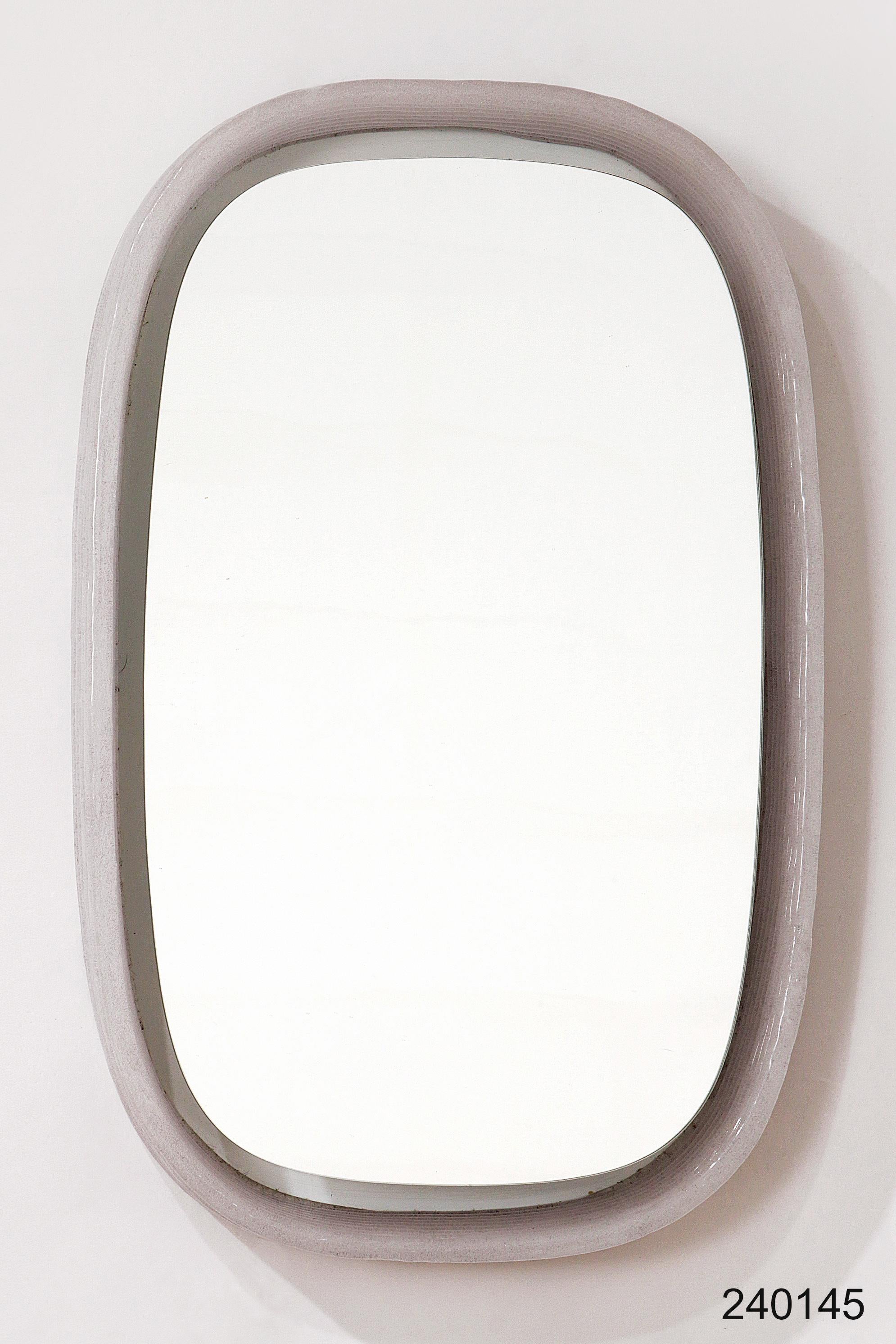 Specchio da parete ovale illuminato Hillebrand Vintage Plexiglass bianco 1960s 4