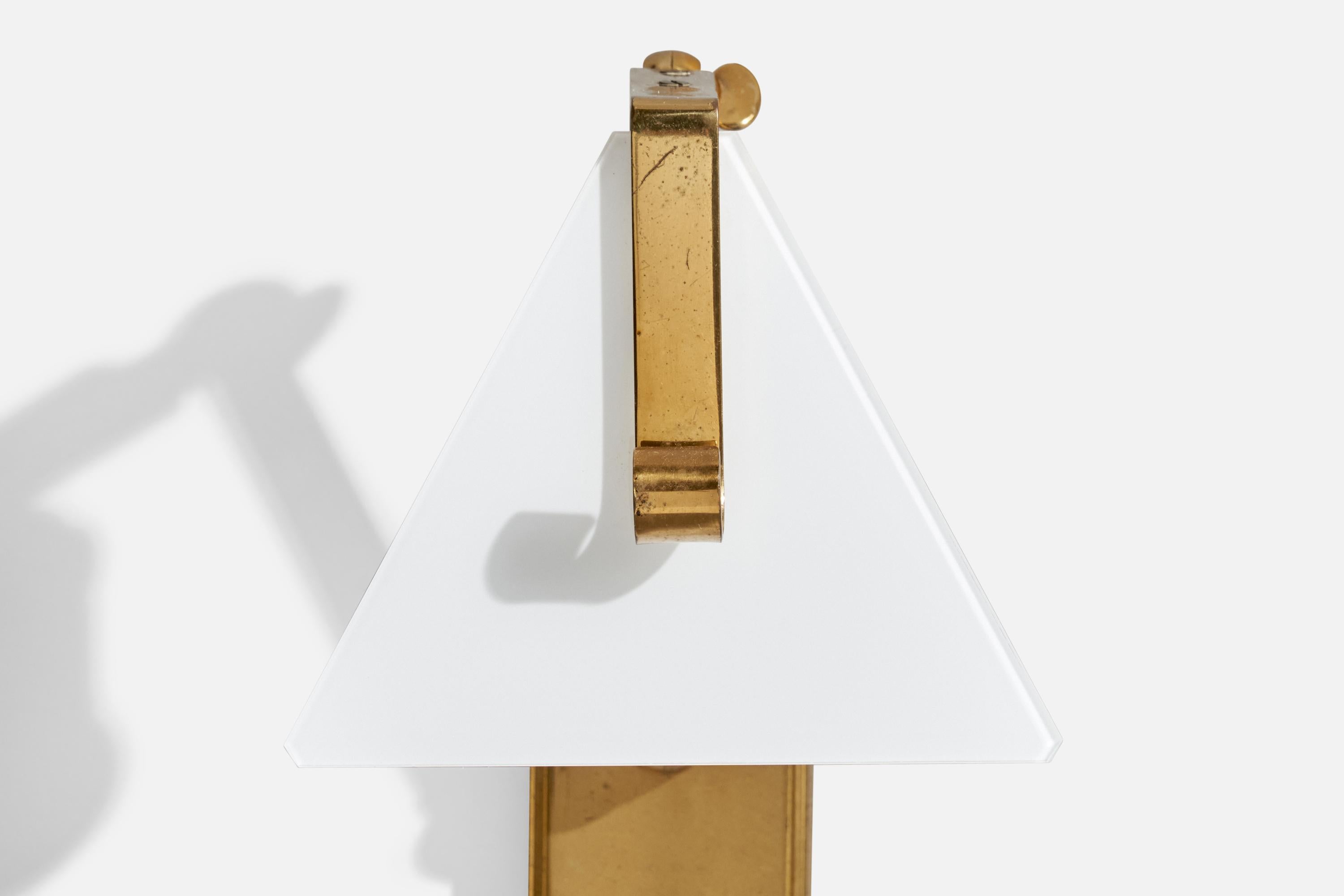 Hillebrand, Wall Light, Brass, Glass, Germany, 1950s For Sale 3