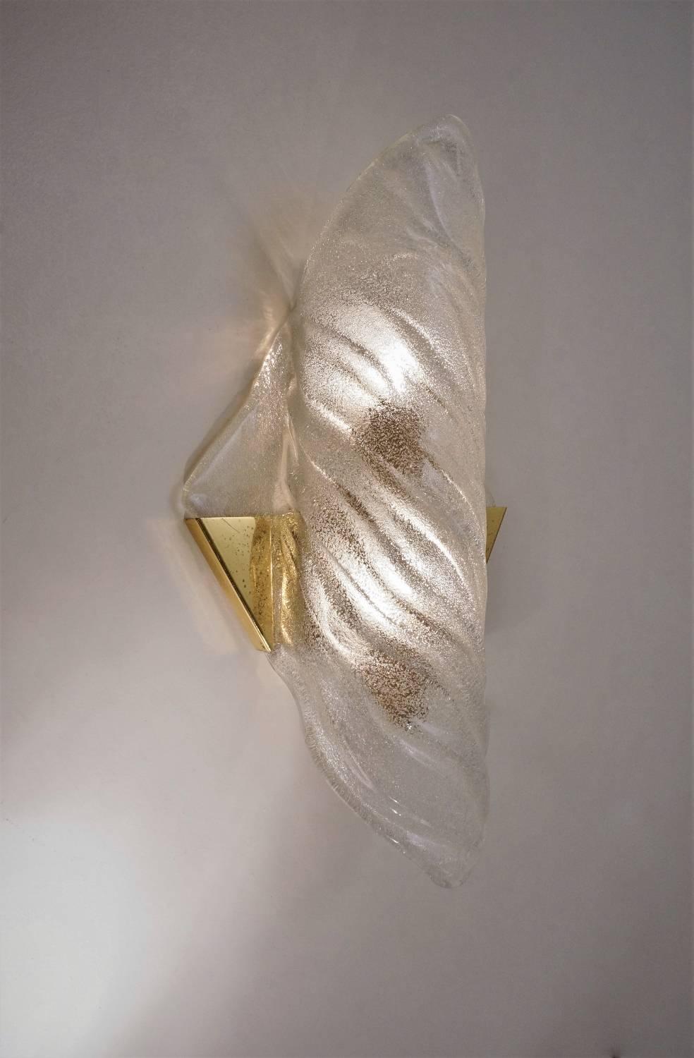Hillebrand Wall Light Tall, Brass and Glass, circa 1970s, German For Sale 1