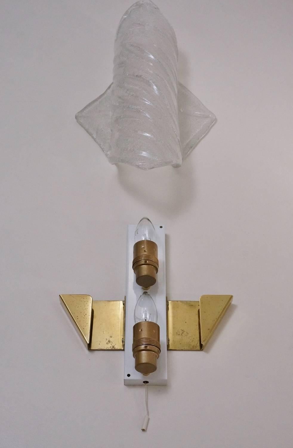 Hillebrand Wall Light Tall, Brass and Glass, circa 1970s, German For Sale 3