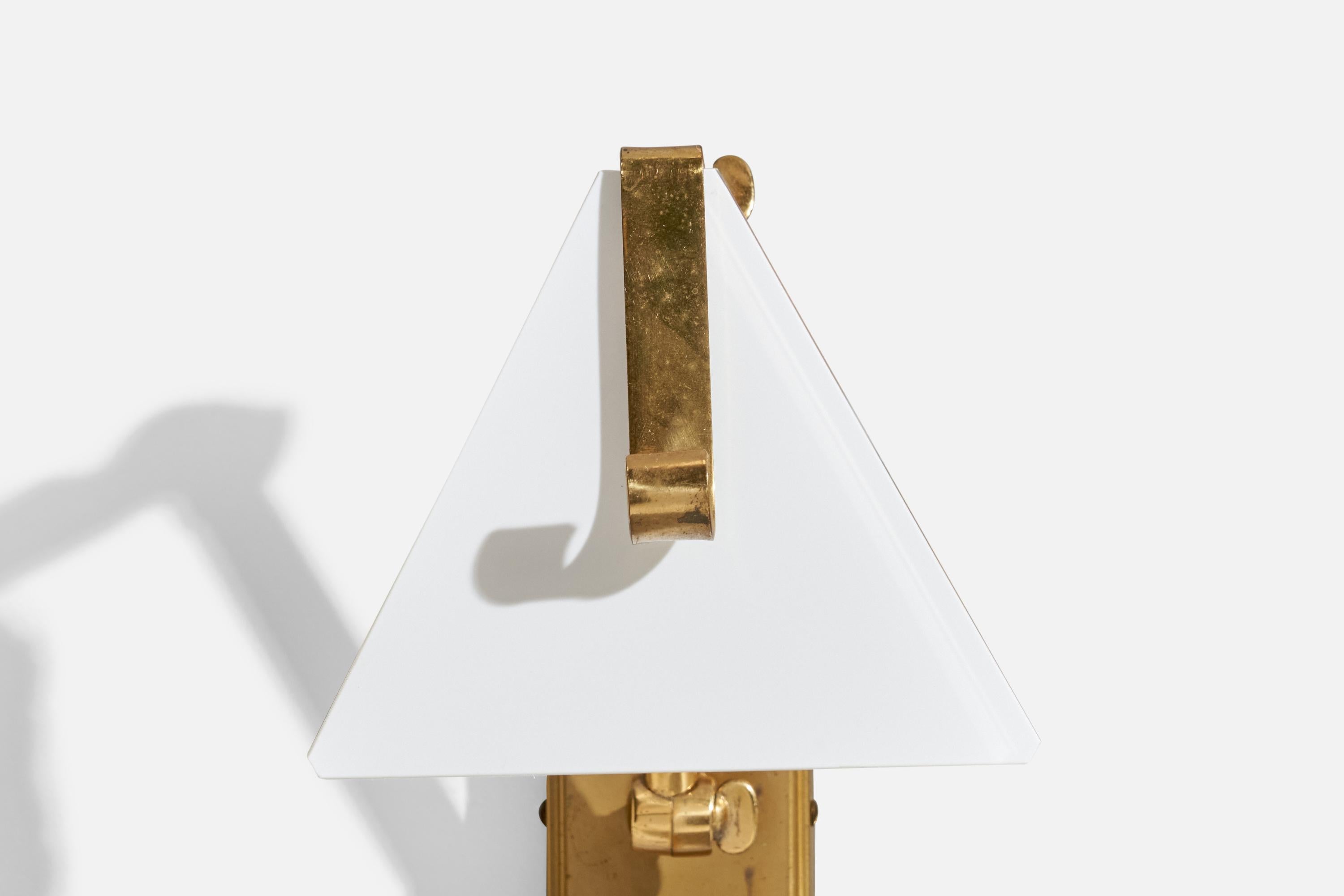 Hillebrand, Wall Lights, Brass, Glass, Germany, 1950s For Sale 5