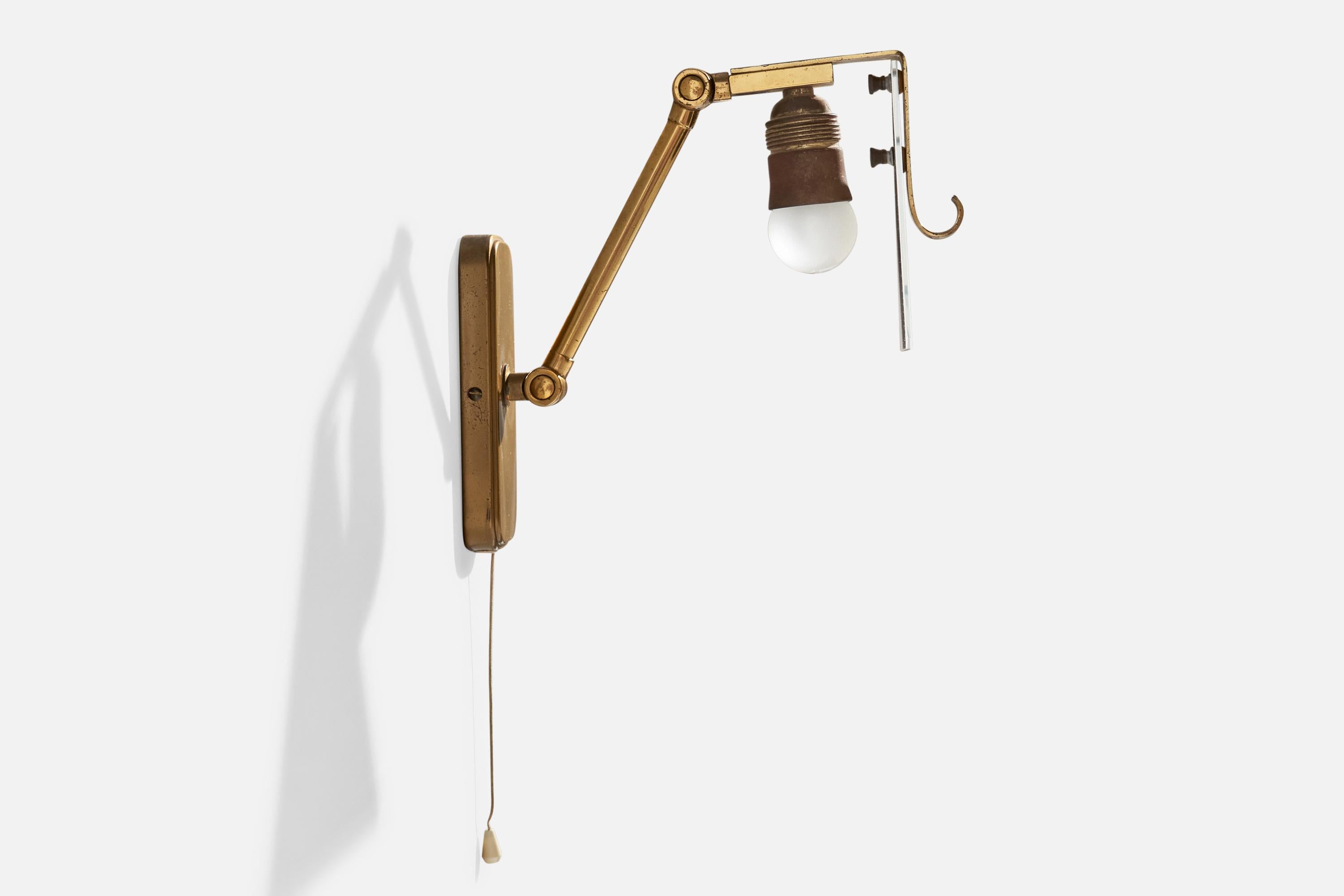 Hillebrand, Wall Lights, Messing, Glas, Deutschland, 1950er Jahre (Mitte des 20. Jahrhunderts) im Angebot