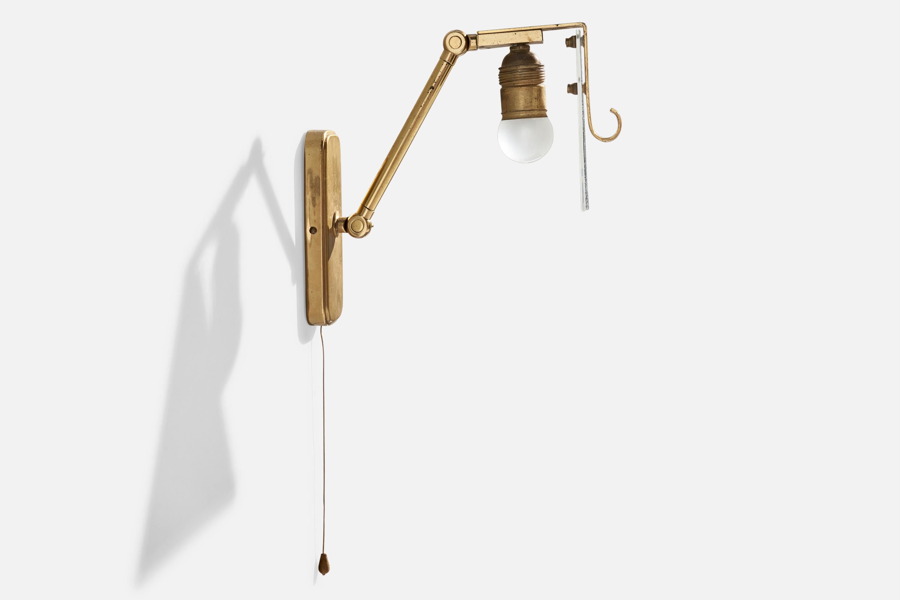 Hillebrand, Wall Lights, Messing, Glas, Deutschland, 1950er Jahre (Mitte des 20. Jahrhunderts) im Angebot