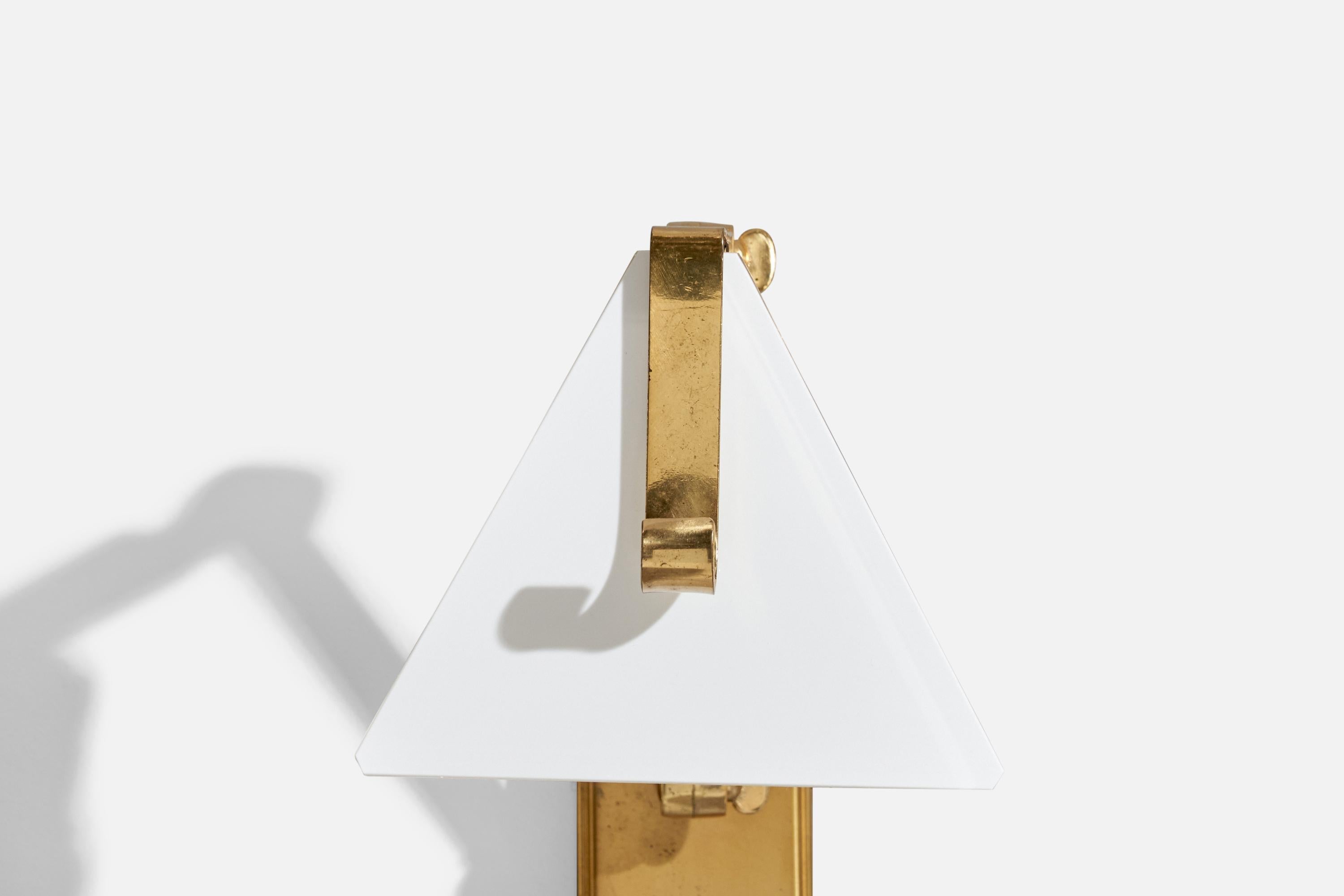 Hillebrand, Wall Lights, Brass, Glass, Germany, 1950s For Sale 4