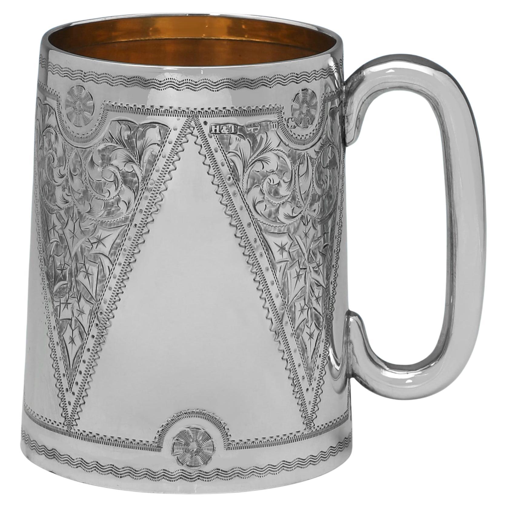 Hilliard & Thomason Victorian Silver Christening Mug hallmarked in 1896