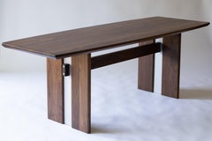 Hillside Dining Table by Harkavy Furniture, Walnut & Powder-Coated Steel