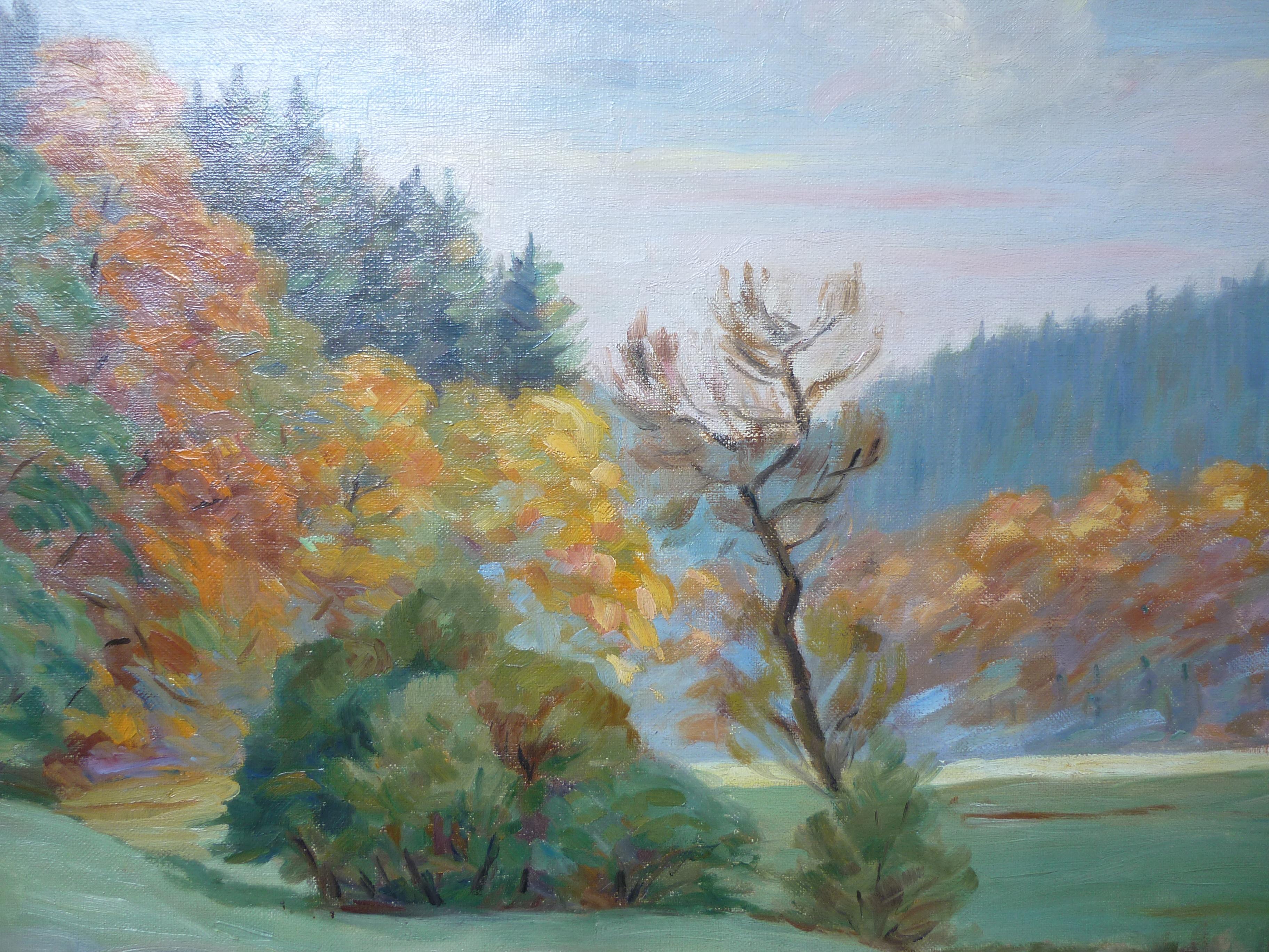 Hilly Landscape, Waldemar Runde, Gemälde, Öl auf Leinwand, 1930 im Zustand „Gut“ im Angebot in Albignasego, IT