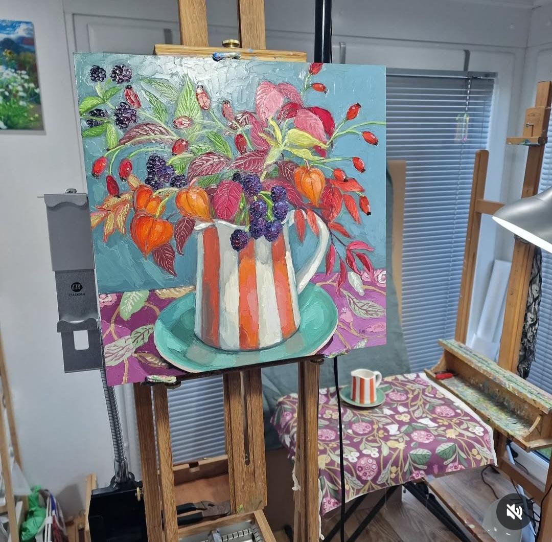 Herbstkarneval, Originalgemälde, zeitgenössisch, blumig (Zeitgenössisch), Painting, von Hilma Washington-Dixon