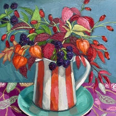 Carnevale d'autunno, quadro originale, contemporaneo, floreale