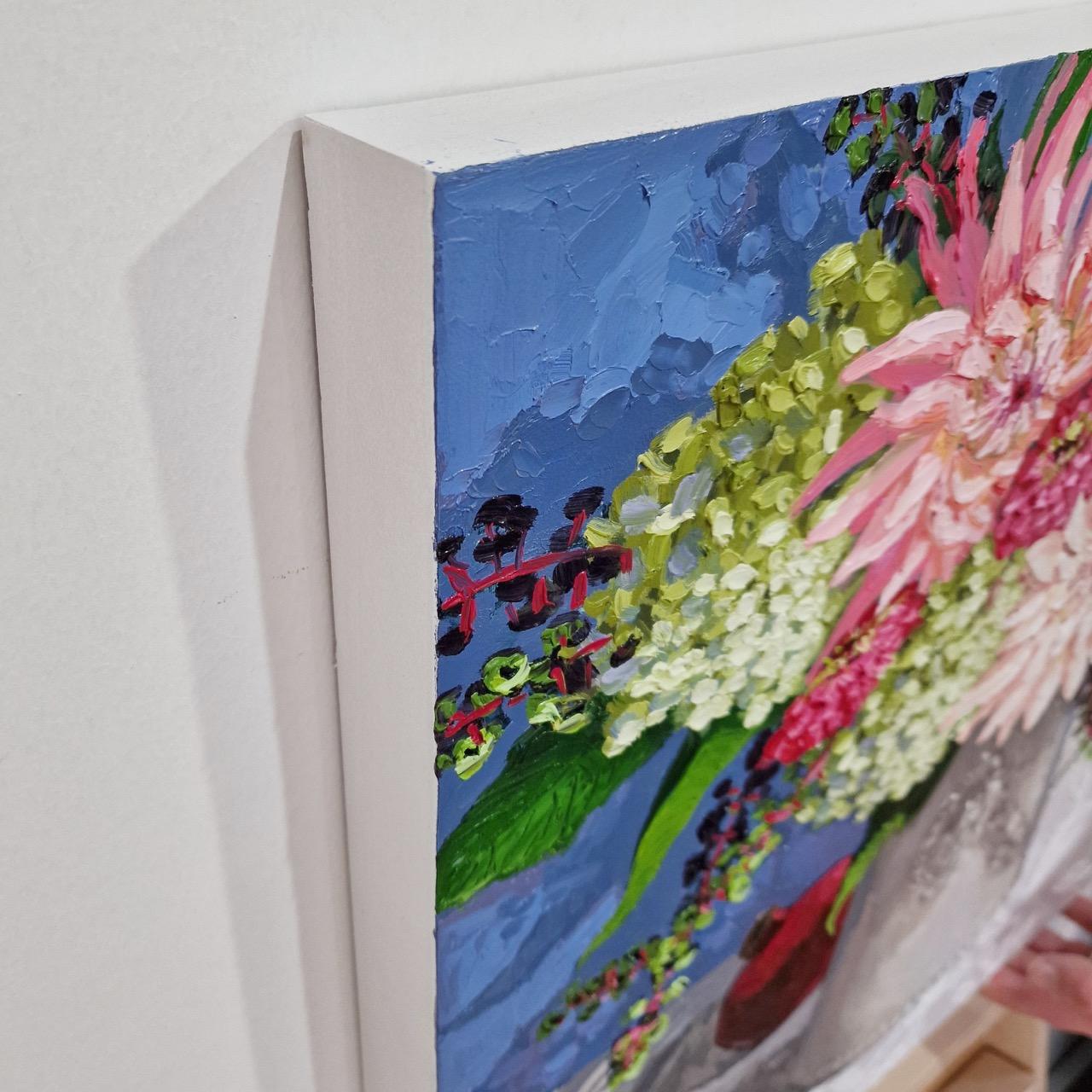 Blumenstrauß der letzten Saison mit Granatapfeln, Originalgemälde, Stillleben im Angebot 2