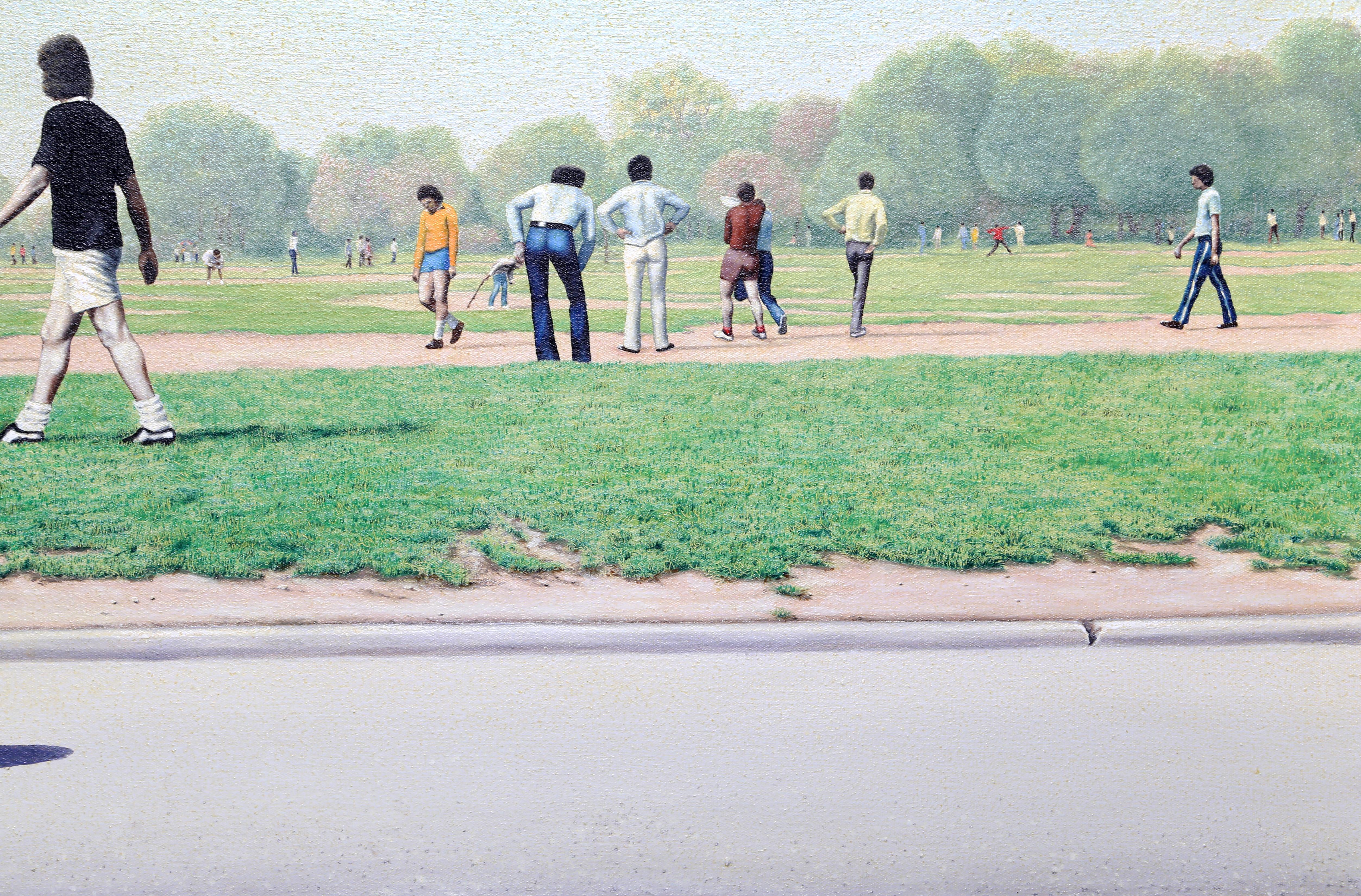 Joueurs de football au Central Park - Photoréalisme Painting par Hilo Chen