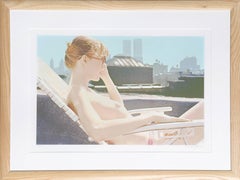 Tomador de Sol en la Azotea - Serigrafía Desnudo por Hilo Chen