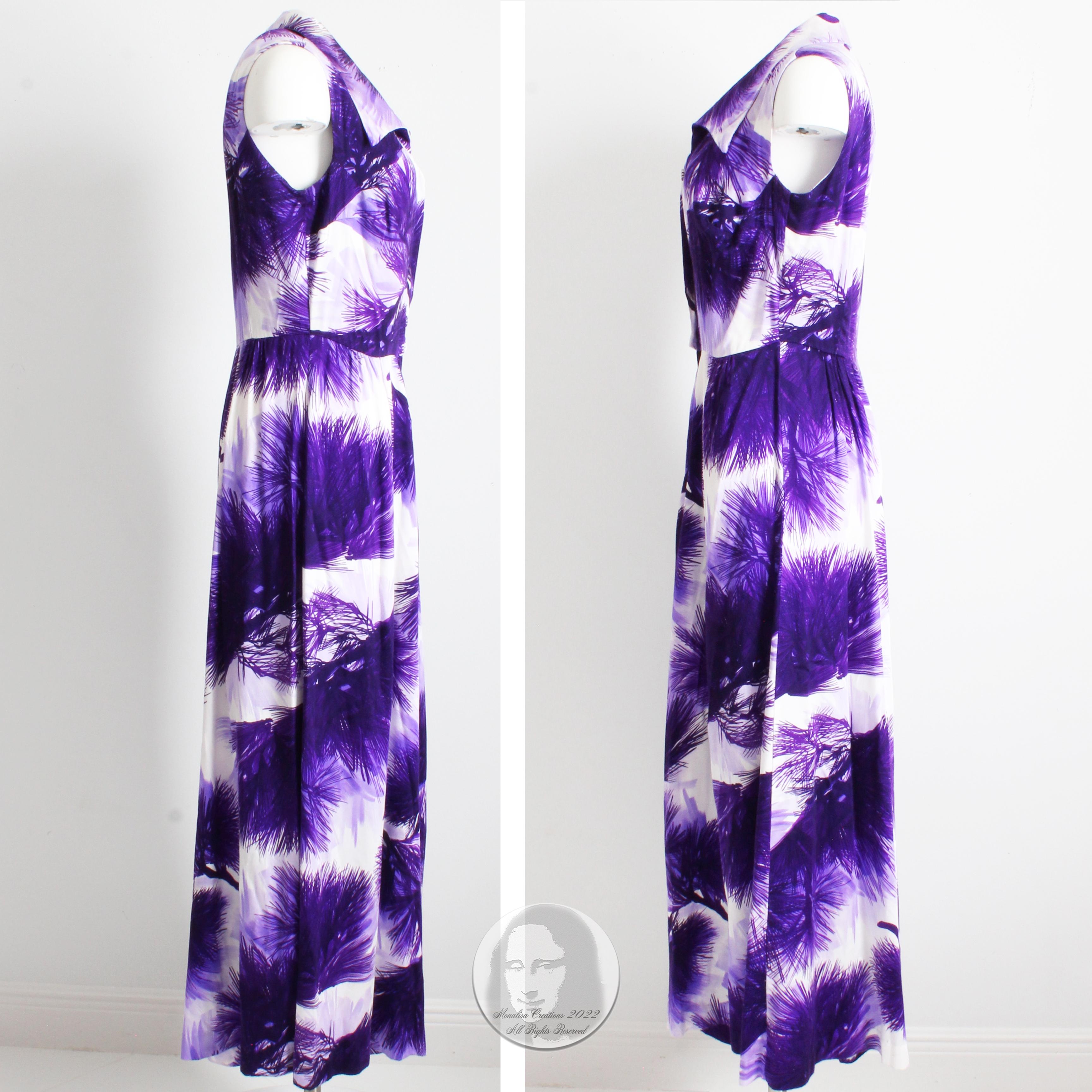 Hilo Hattie Jumpsuit Rare Palazzo Wide Leg Purple Florals 70s Vintage size 16 2