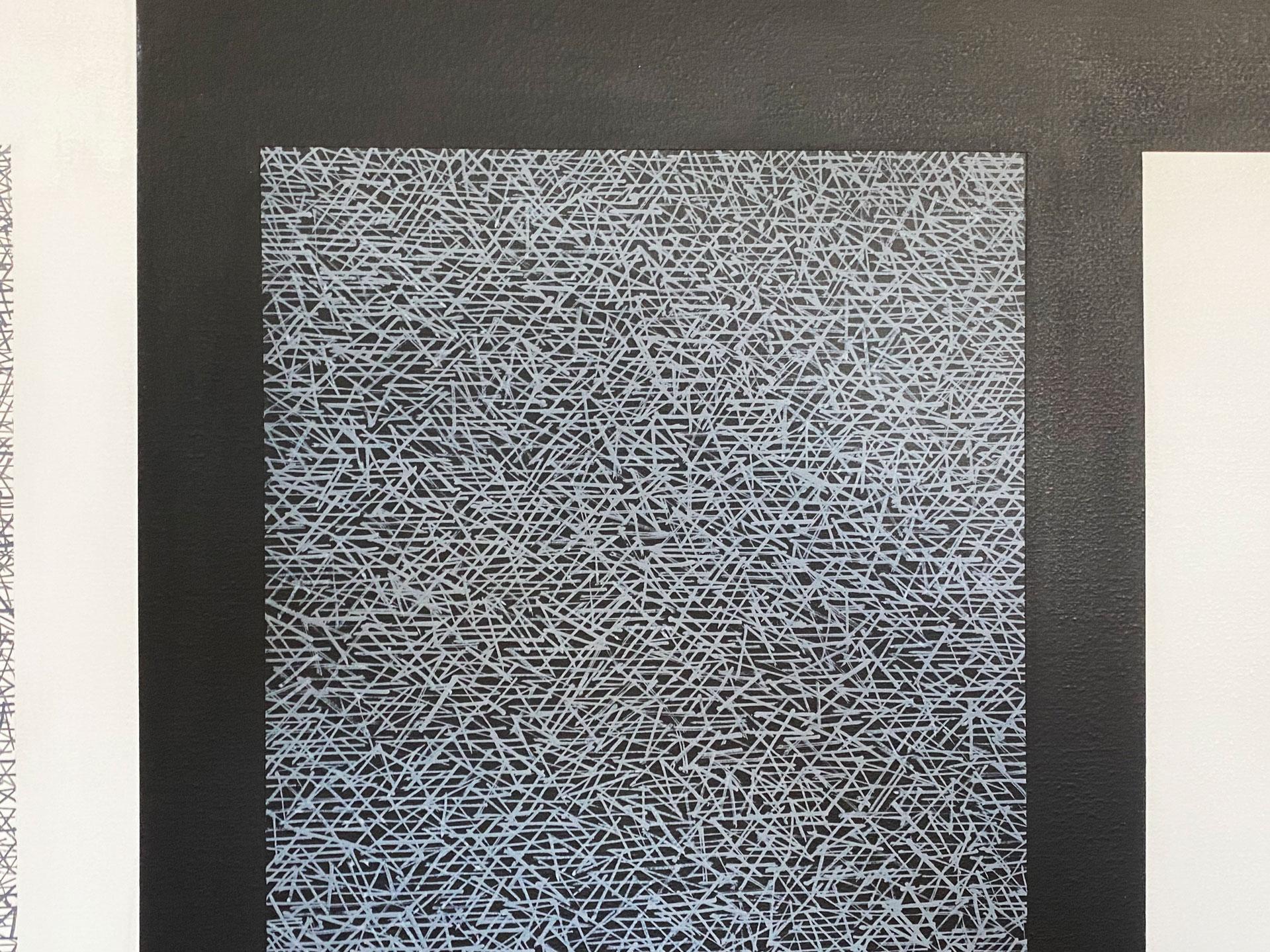 Cette œuvre abstraite de Hilton Brown, pionnier de l'abstraction, a beaucoup de présence et de détails. Il s'agit d'une œuvre à grande échelle et l'artiste a apporté énormément de détails et d'attention à la surface de cette œuvre.  Le résultat est