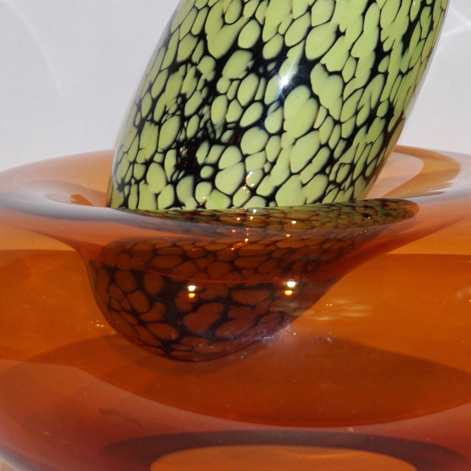 Late 20th Century Hilton McConnico by Formia 1990s Italian Orange Murano Art Glass Vase