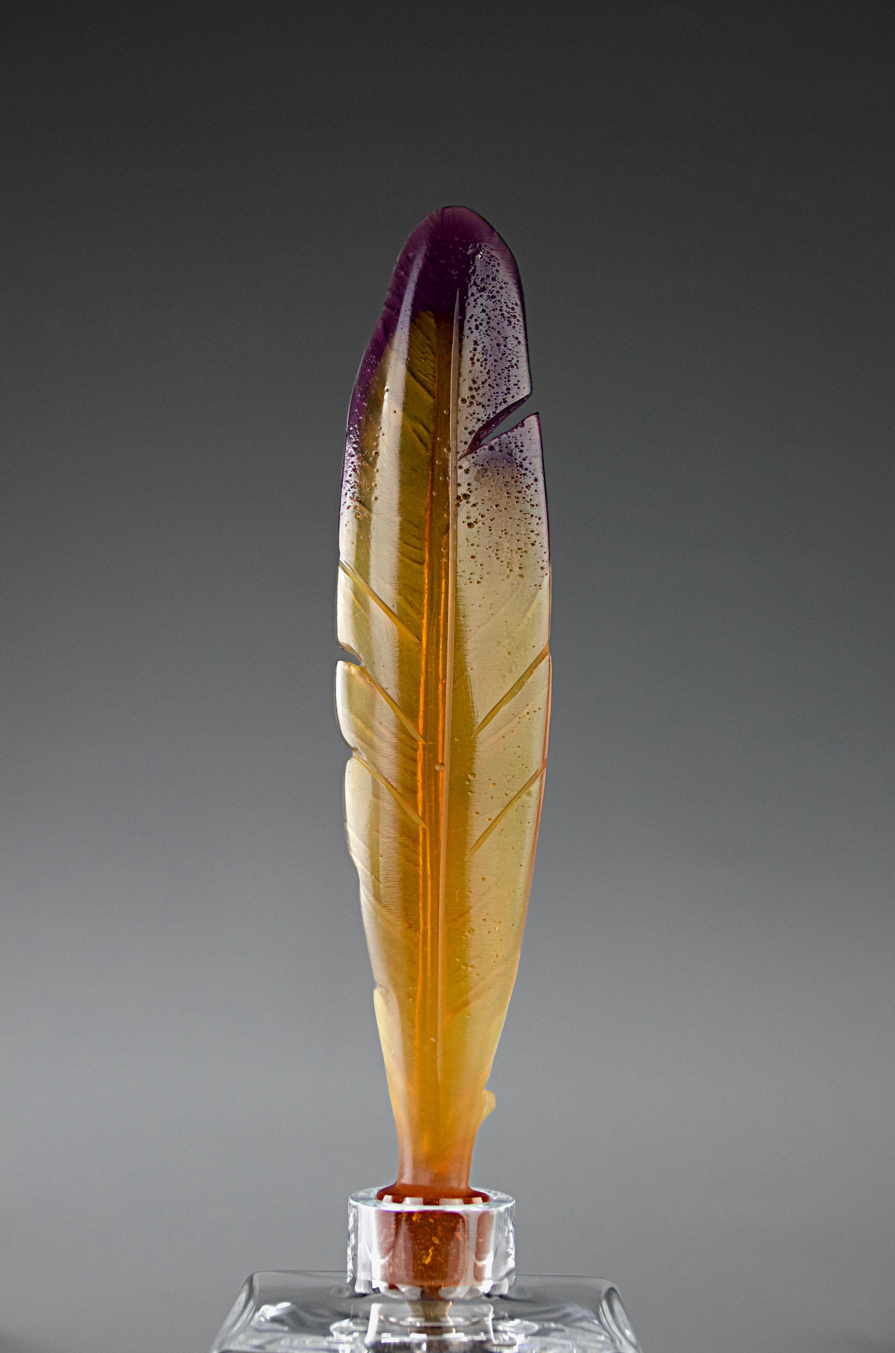 French Hilton Mcconnico for Daum, 'Cheyenne' Feather Quill Carafes, France, 1970s For Sale