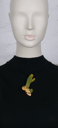 Hilton McConnico pour Daum Broche Cactus massif vintage en forme de pâte de verre