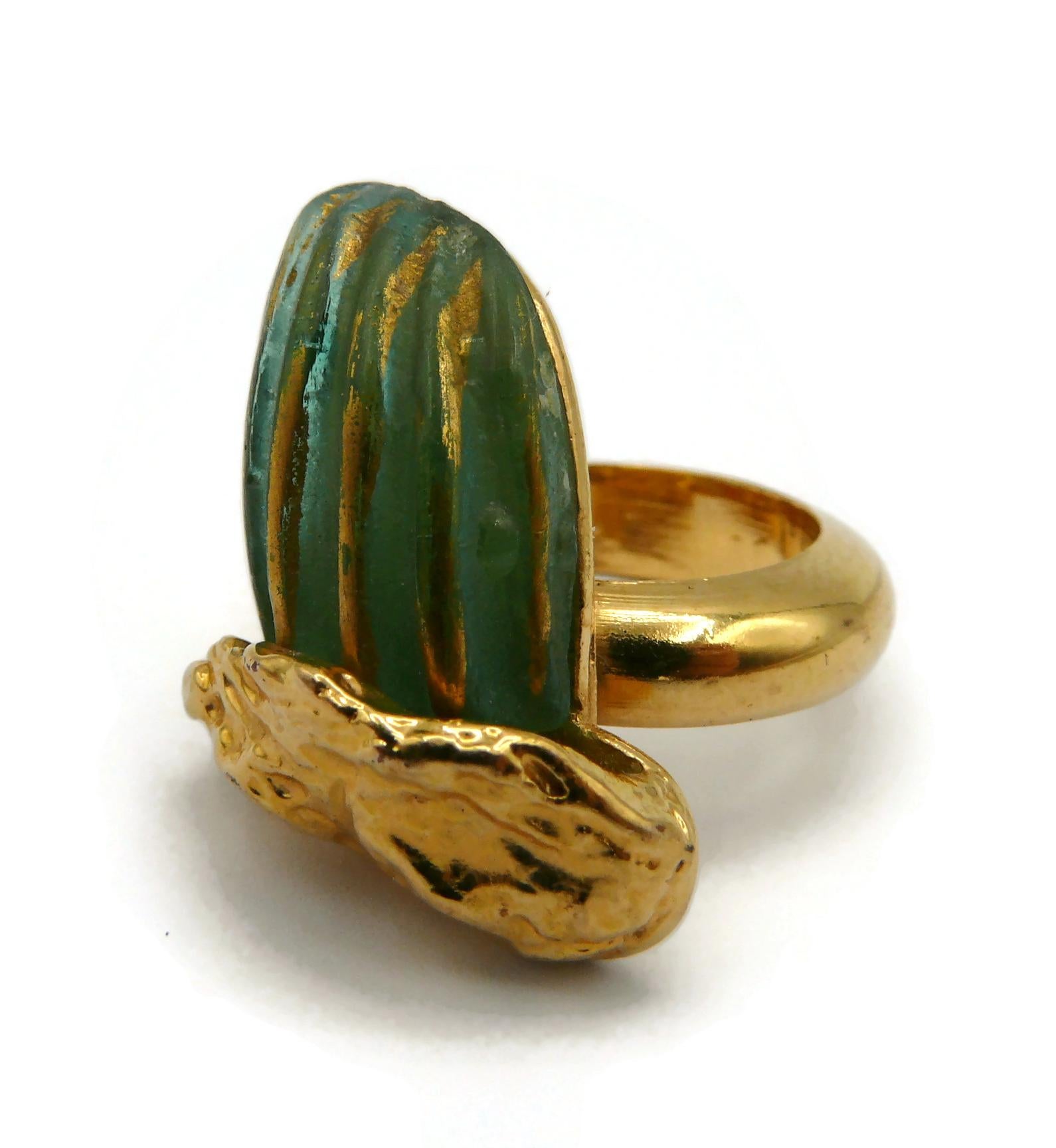 HILTON McCONNICO for DAUM Vintage Rare Pate de Verre Cactus Ring For Sale 7