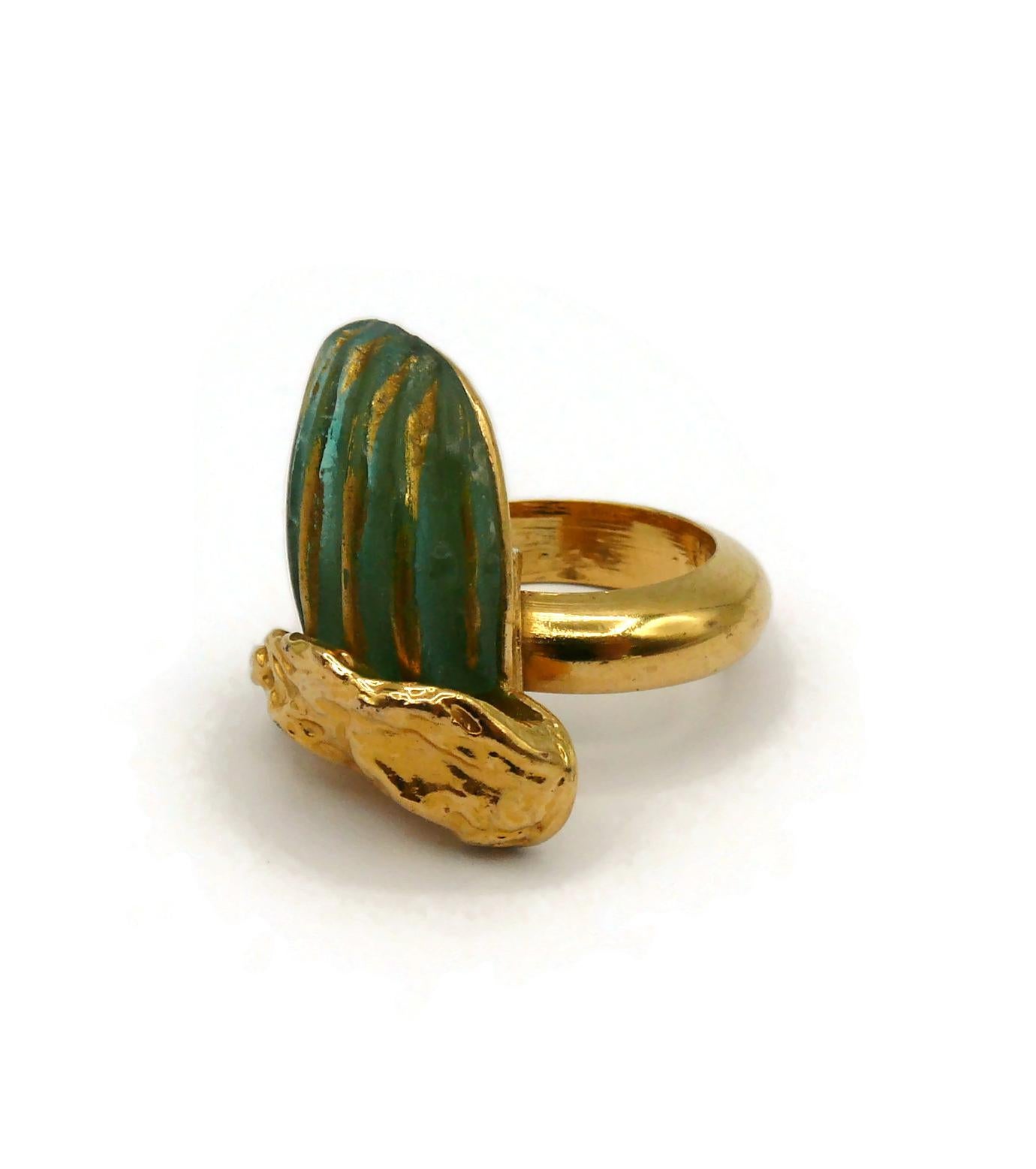 HILTON McCONNICO for DAUM Vintage Rare Pate de Verre Cactus Ring In Good Condition For Sale In Nice, FR