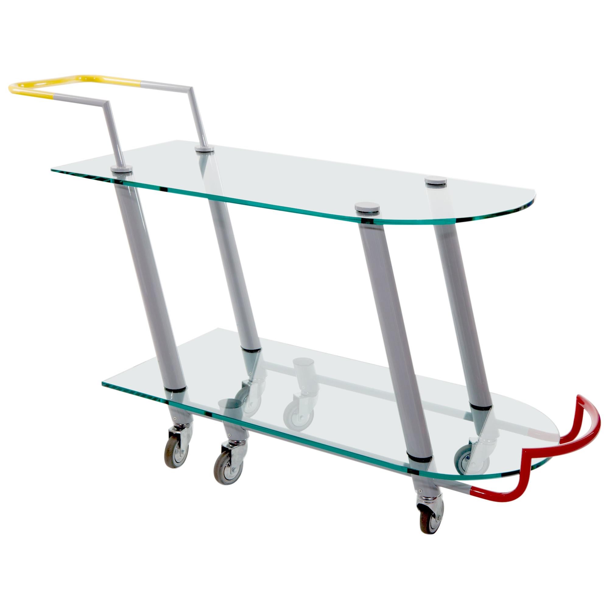 Hilton Metal and Glass Trolley, by Javier Mariscal for Memphis Milano Collection