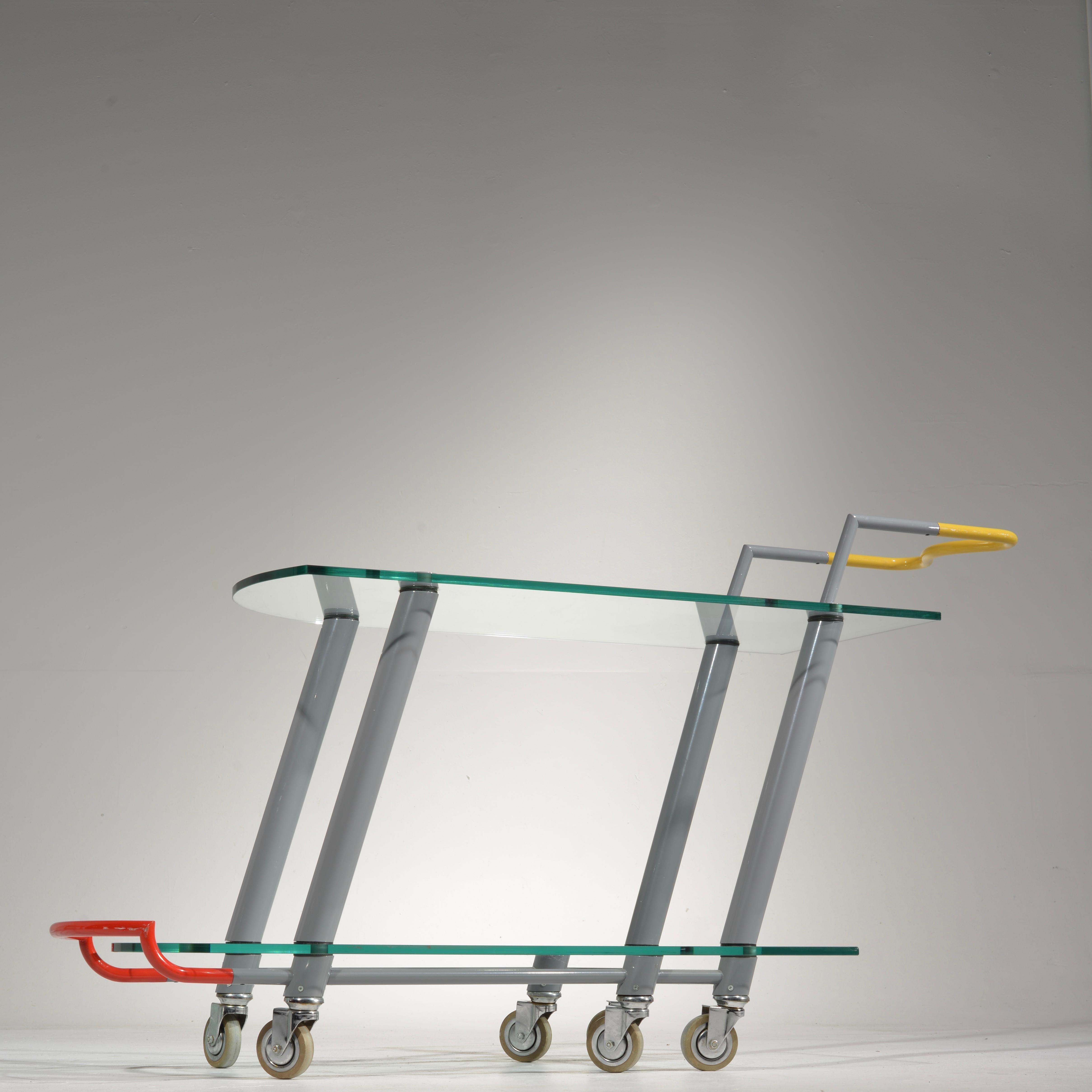 Hilton Trolly Bar cart by Javier Mariscal for Memphis, 1981 For Sale 8