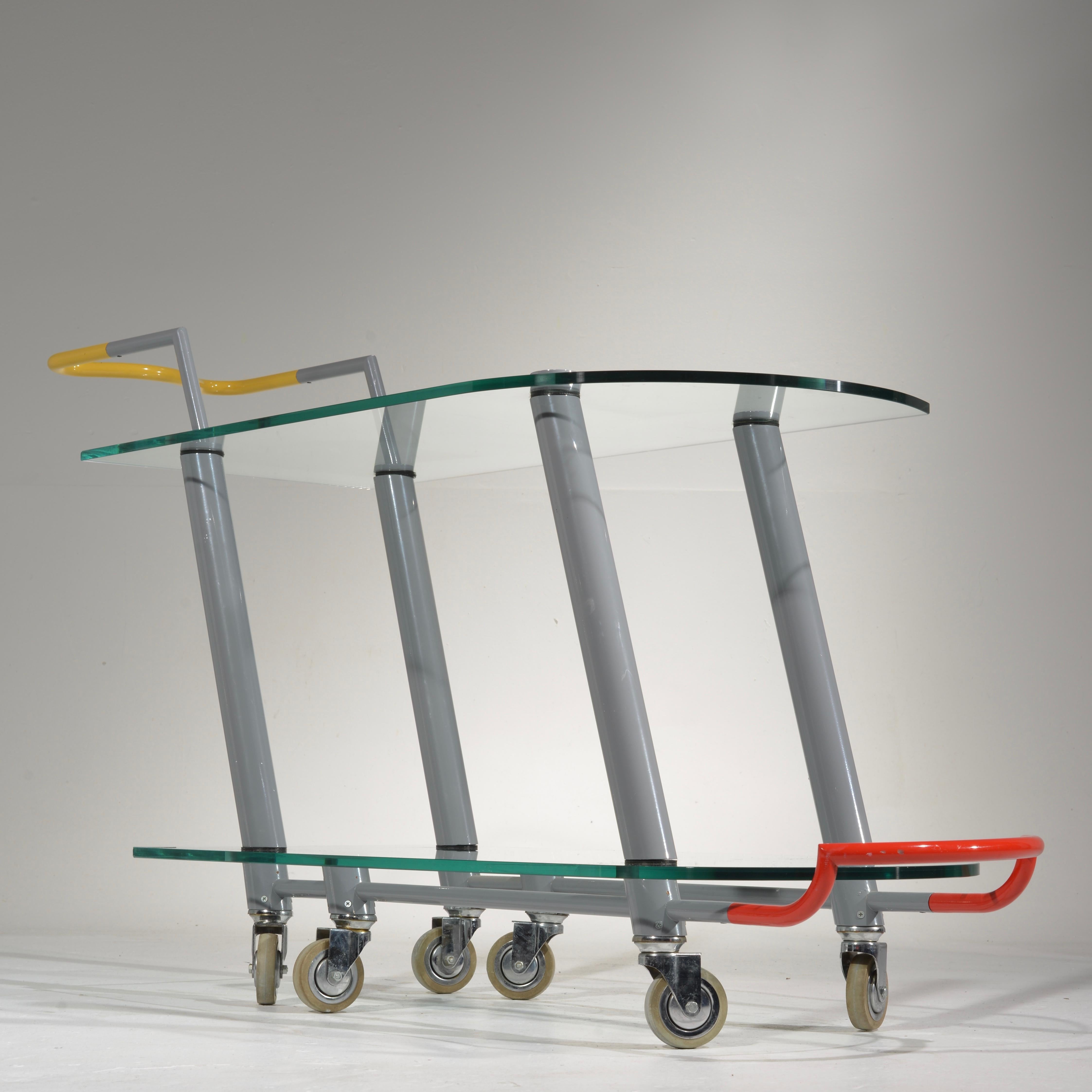 Modern Hilton Trolly Bar cart by Javier Mariscal for Memphis, 1981 For Sale
