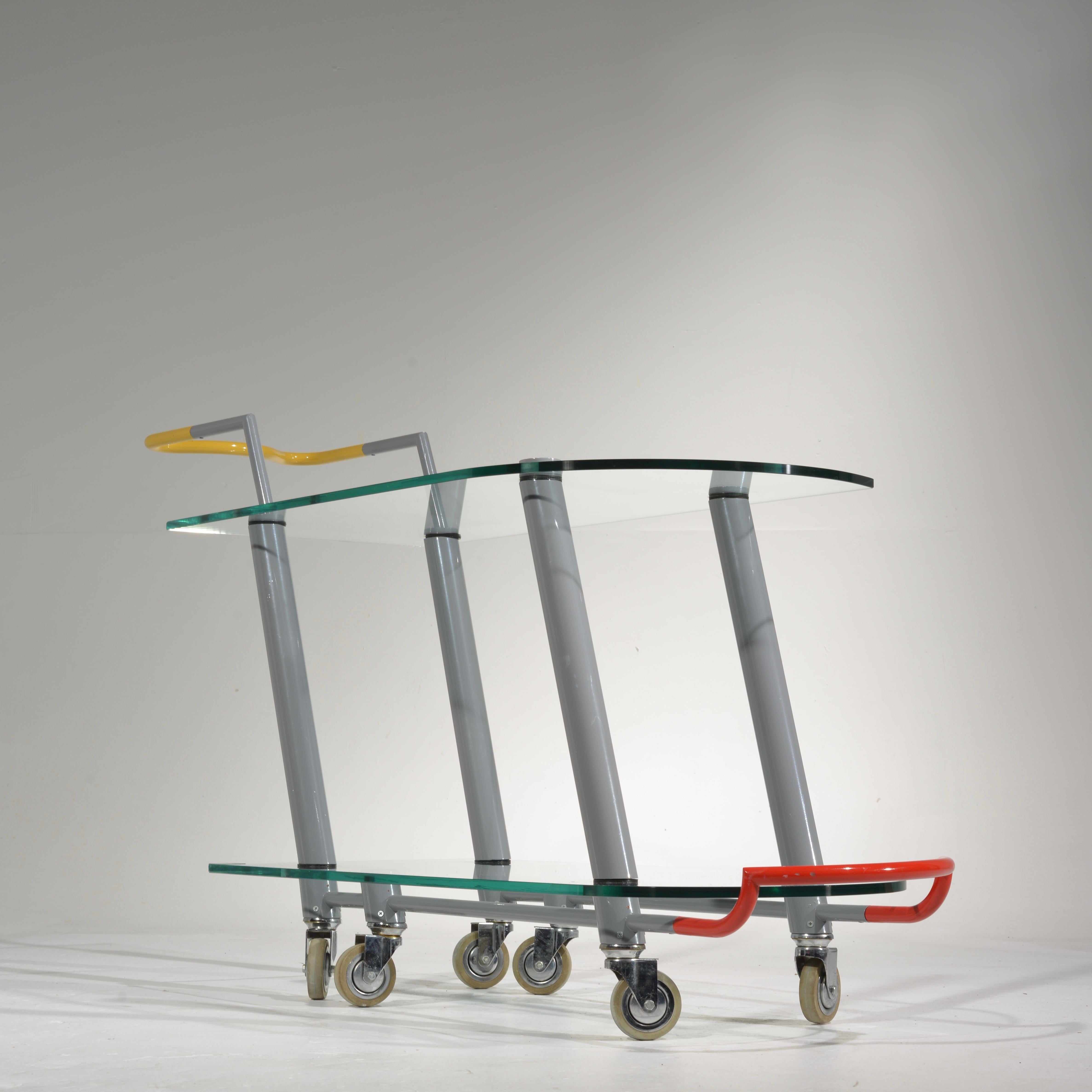 Modern Hilton Trolly Bar cart by Javier Mariscal for Memphis, 1981 For Sale