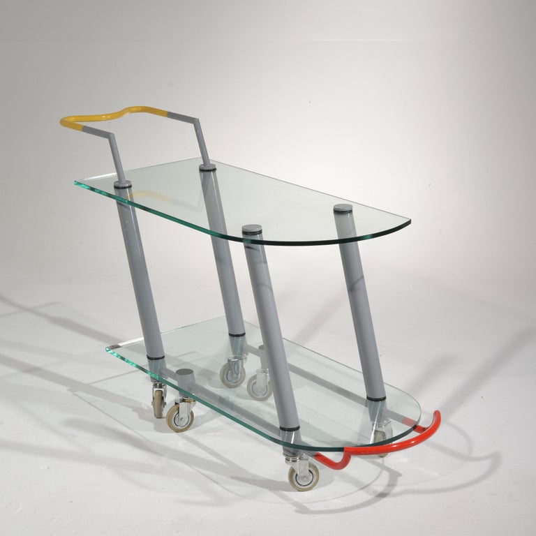 Hilton Trolly Bar cart by Javier Mariscal for Memphis, 1981 For Sale at