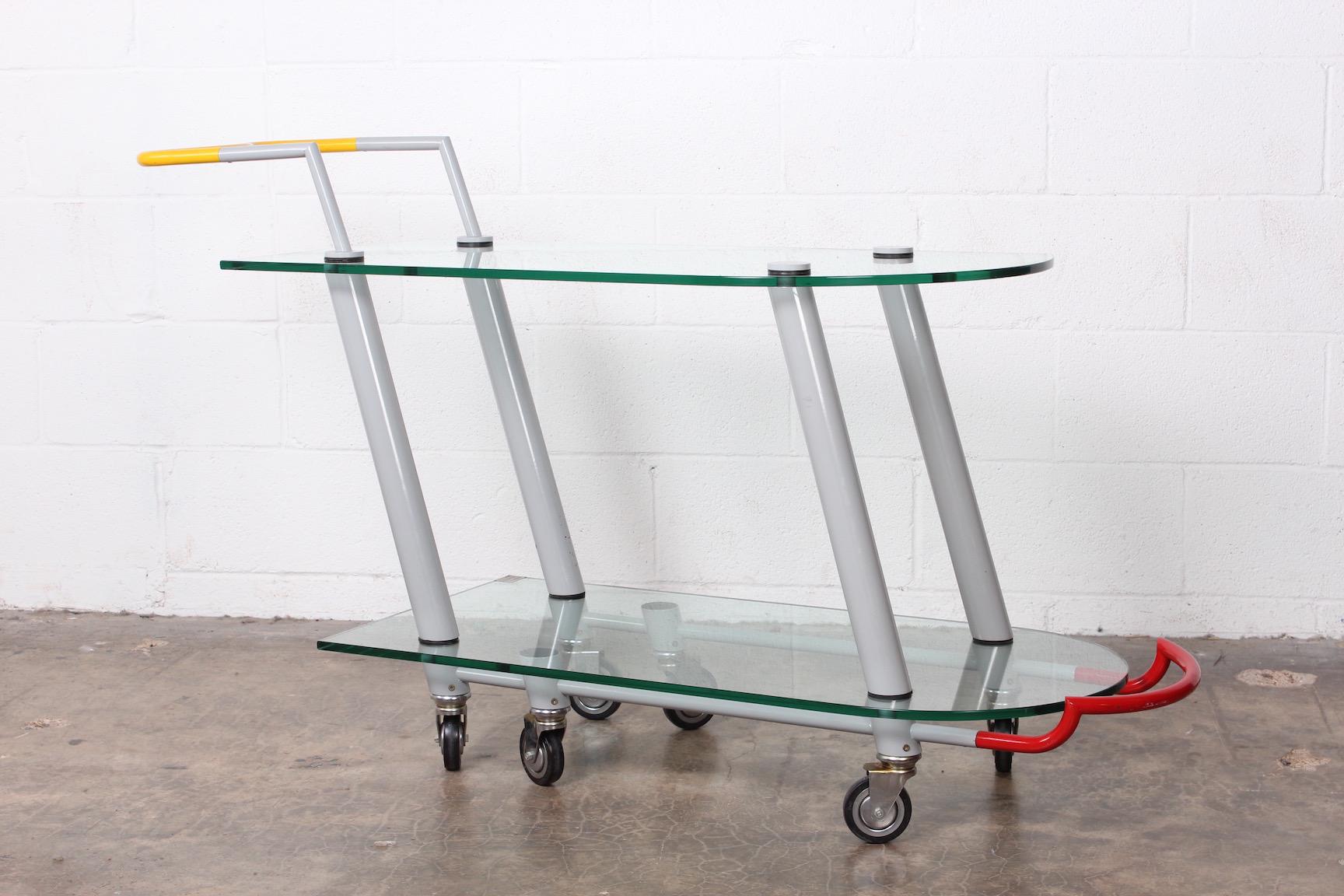 An early example of the Hilton trolley bar cart by Javier Mariscal for Memphis.