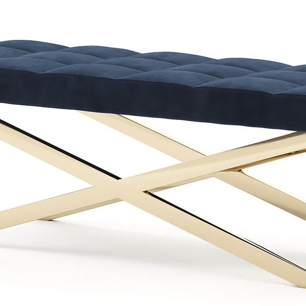 Hand-Crafted Hilton X Bench in Gold Finish For Sale