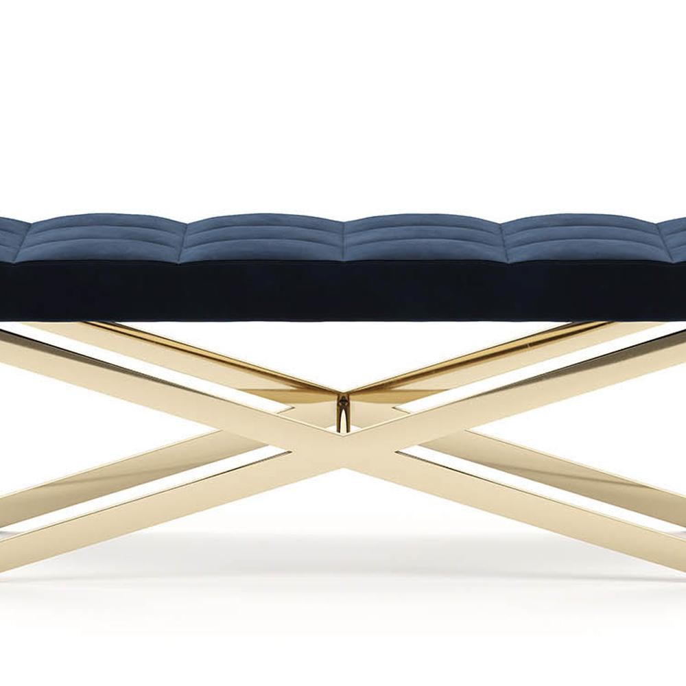 Hilton X Bench in Gold Finish In New Condition For Sale In Paris, FR