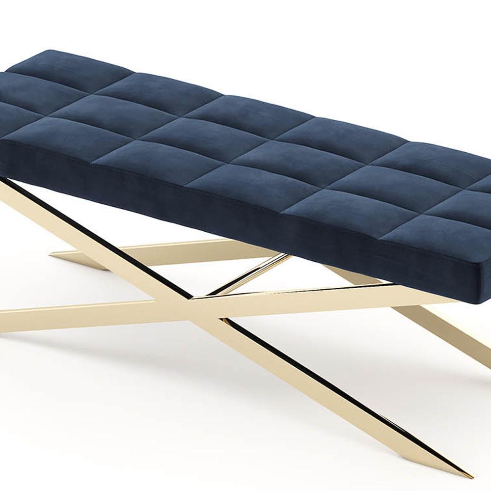 Contemporary Hilton X Bench in Gold Finish For Sale