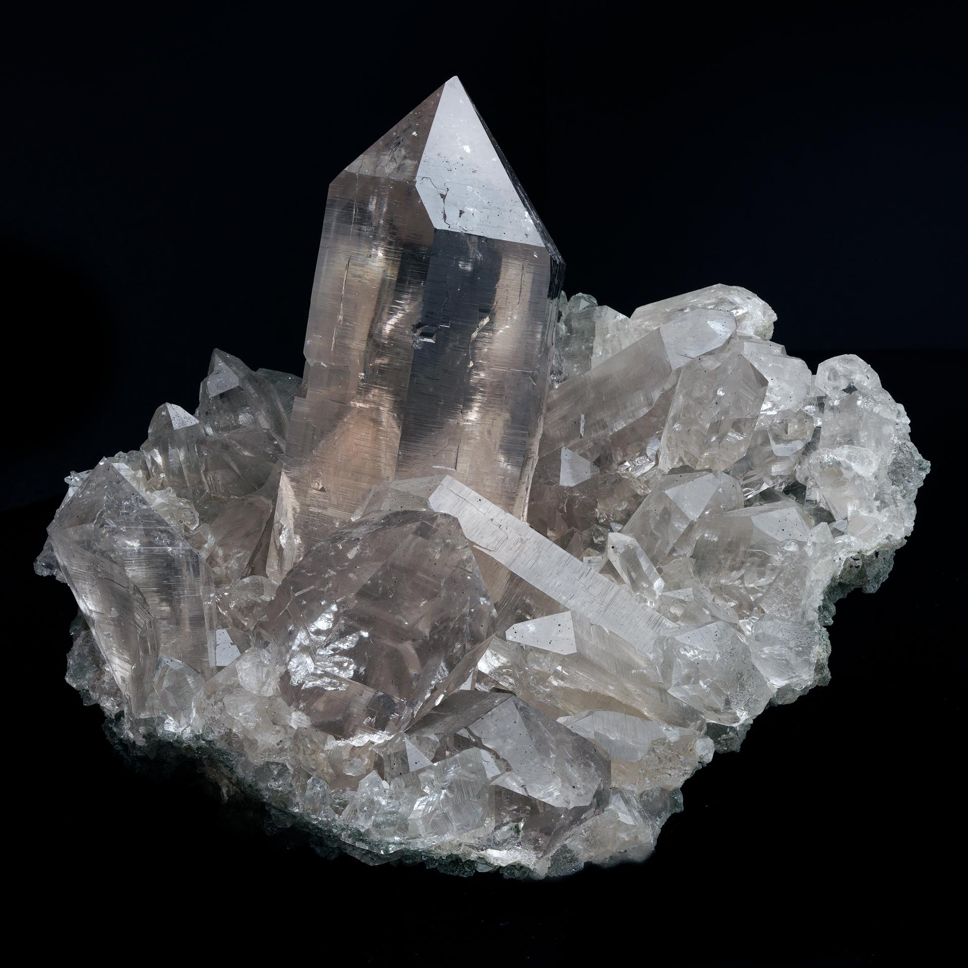 The highest quality from the heights of the Himalayas, this truly one of a kind larger than life museum quality chloride quartz cluster features a perfect 3-1/2