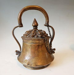 Himalayan Tibetan Buddhist Brass Container with Lotus Asian antiques