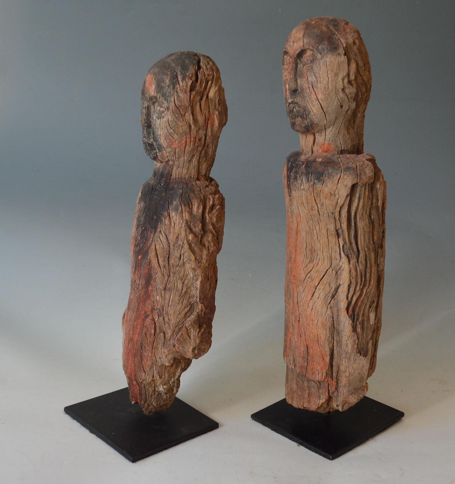 Himalayanische Tharu- Guardian-Figuren des Himalaya, Stammeskunst-Antiquitäten aus Nepal, Himalaya (Tibetisch) im Angebot