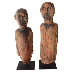Figurines de gardiens tribaux de Tharu du Népal Himalayan Art Antiques